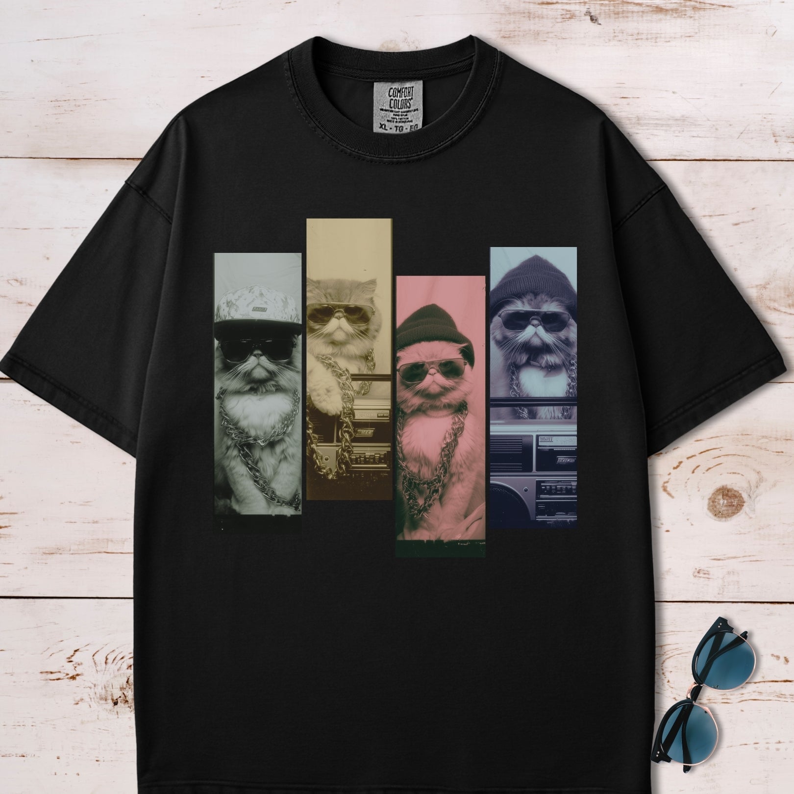 Vintage Graphic Y2K Cool Cats Collage T-Shirt