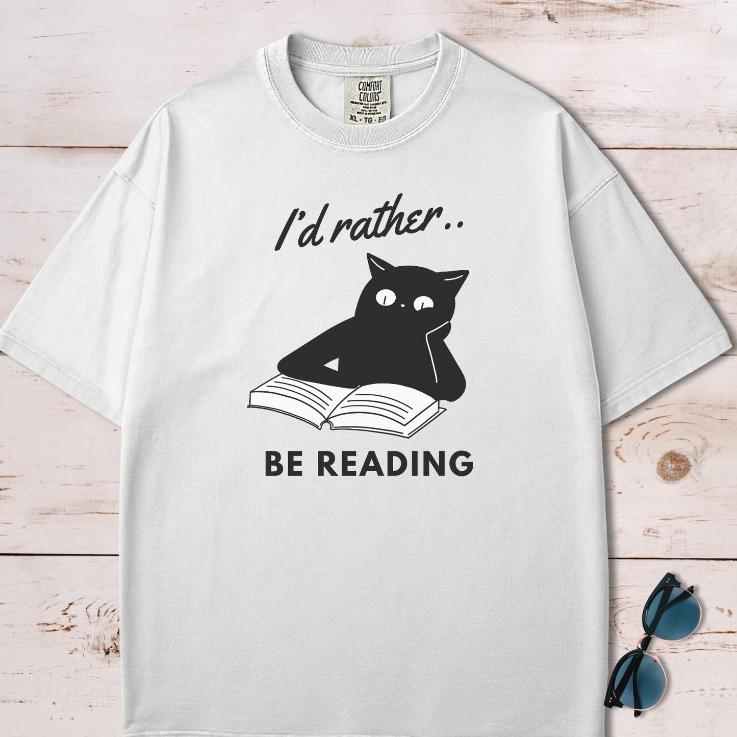 Sarcastic Cat I'd Rather Be Reading T-Shirt