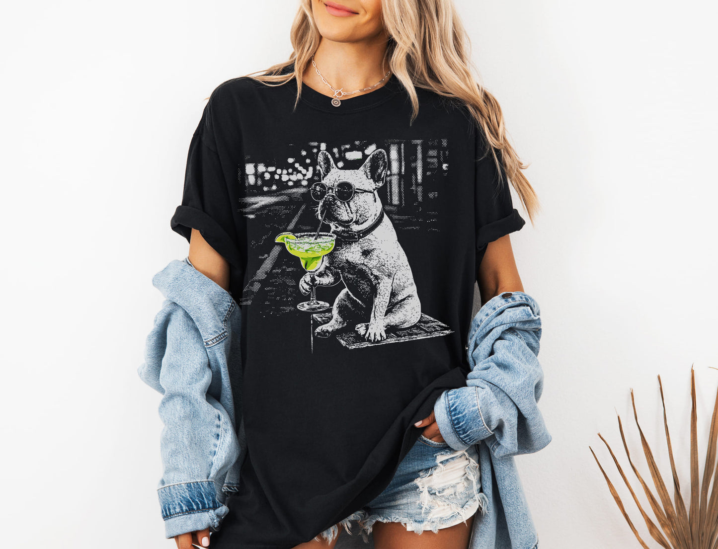 Frenchie Sipping Margarita Revisited T-Shirt