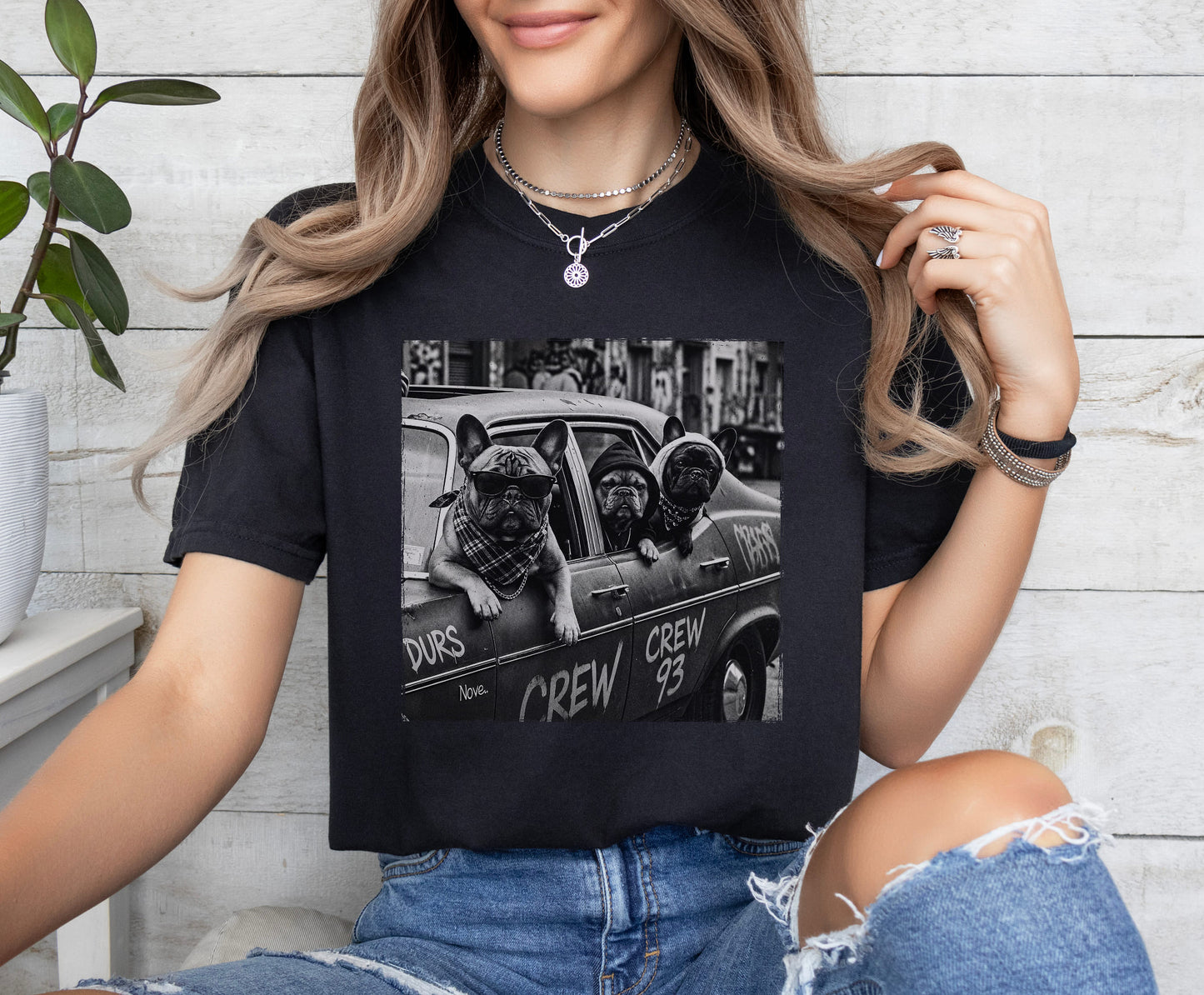 Frenchies Gang In A Car T-Shirt