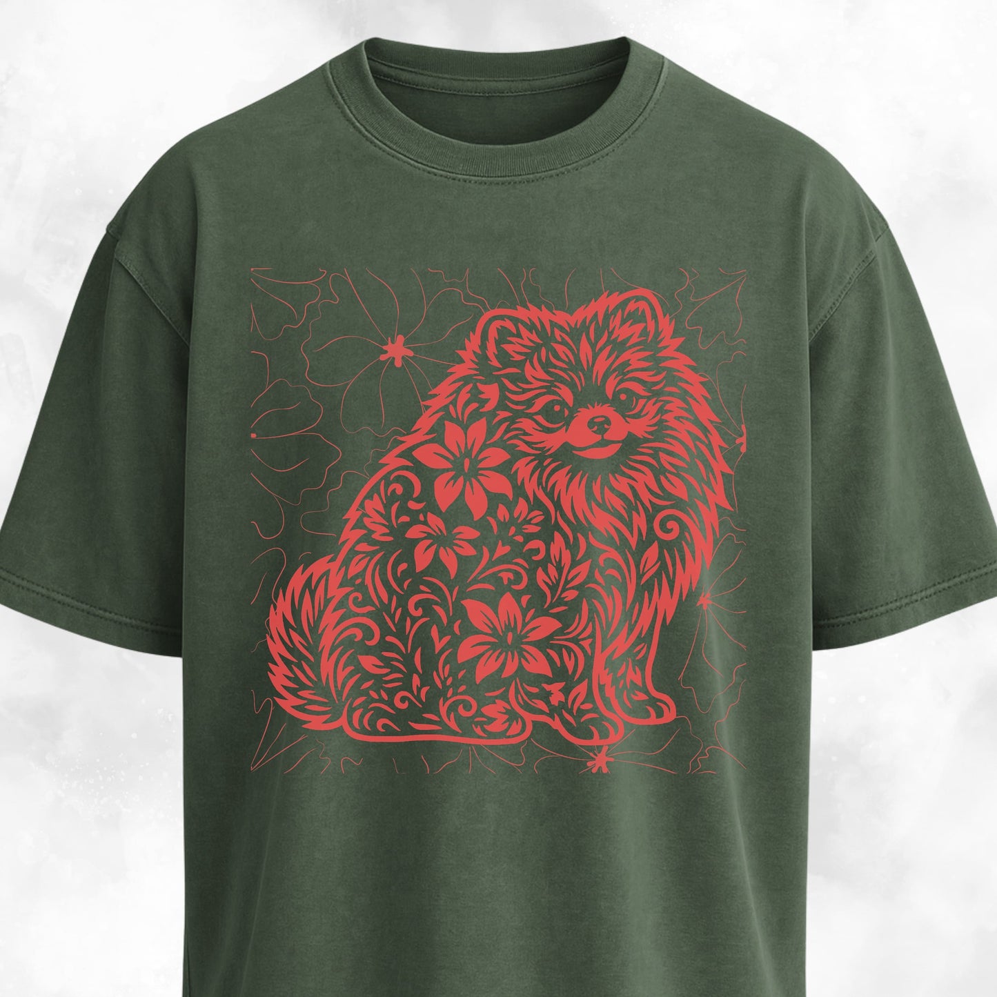 Floral Pomeranian T-Shirt
