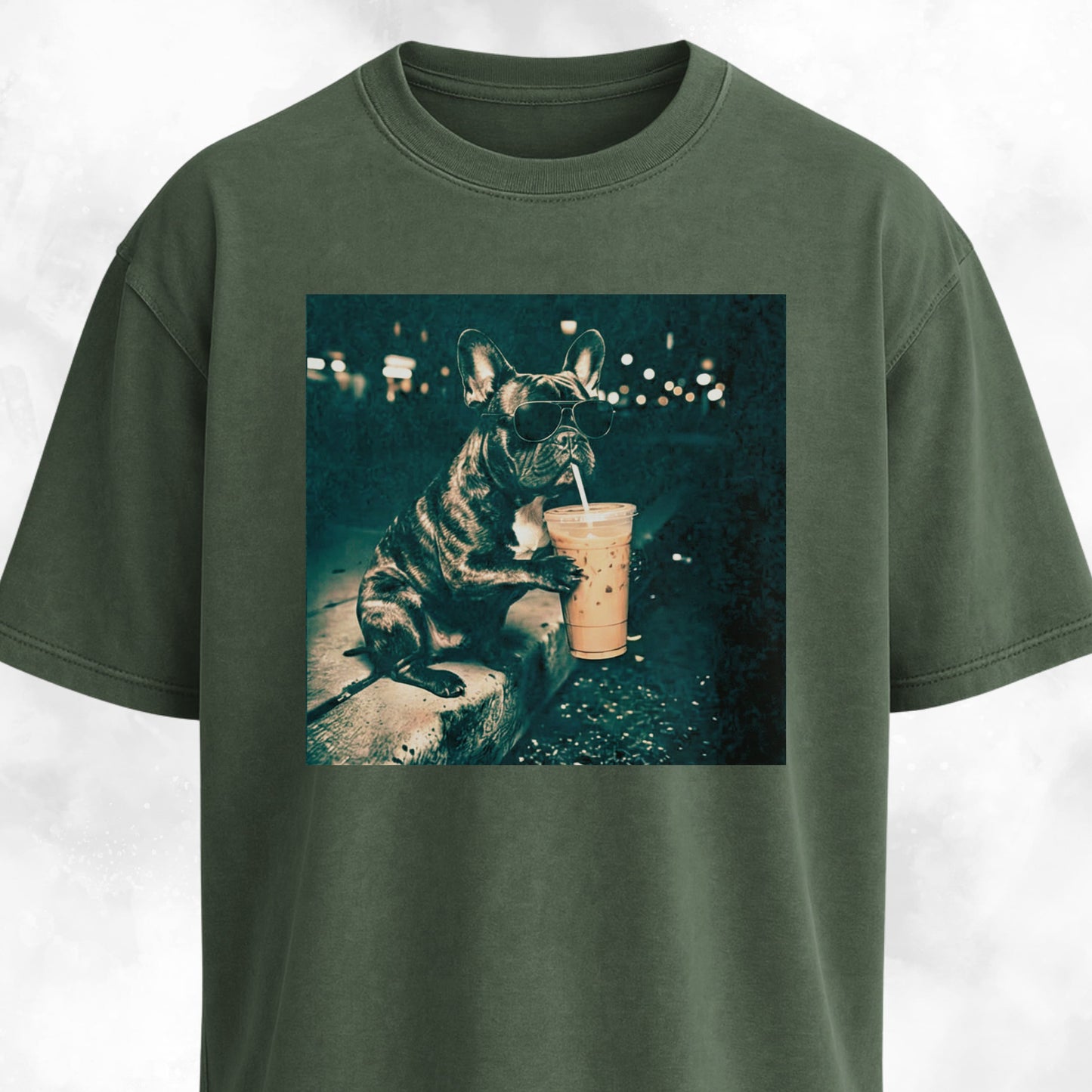 Cool Frenchie Sipping Boba T-Shirt