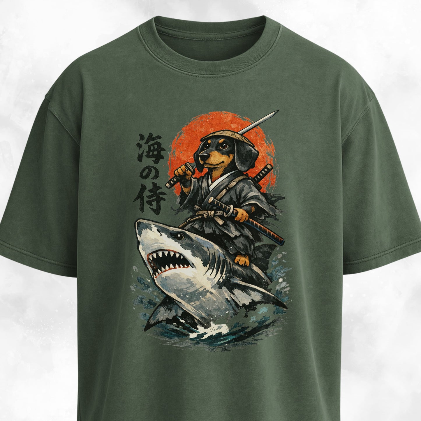 Samurai Doxie Riding A Shark T-Shirt