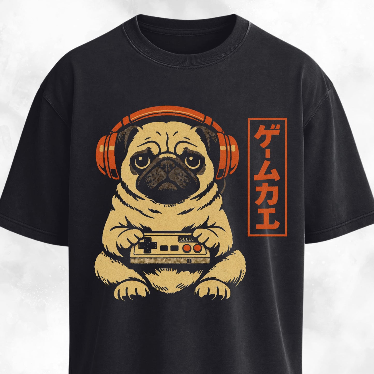 Retro Gamer Pug With Headphones