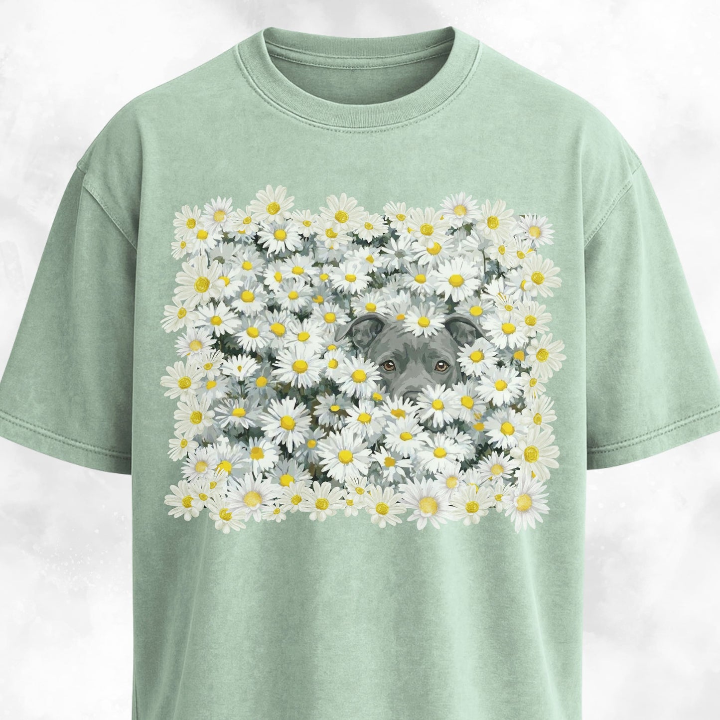 Pitbull In Daisies Field T-Shirt