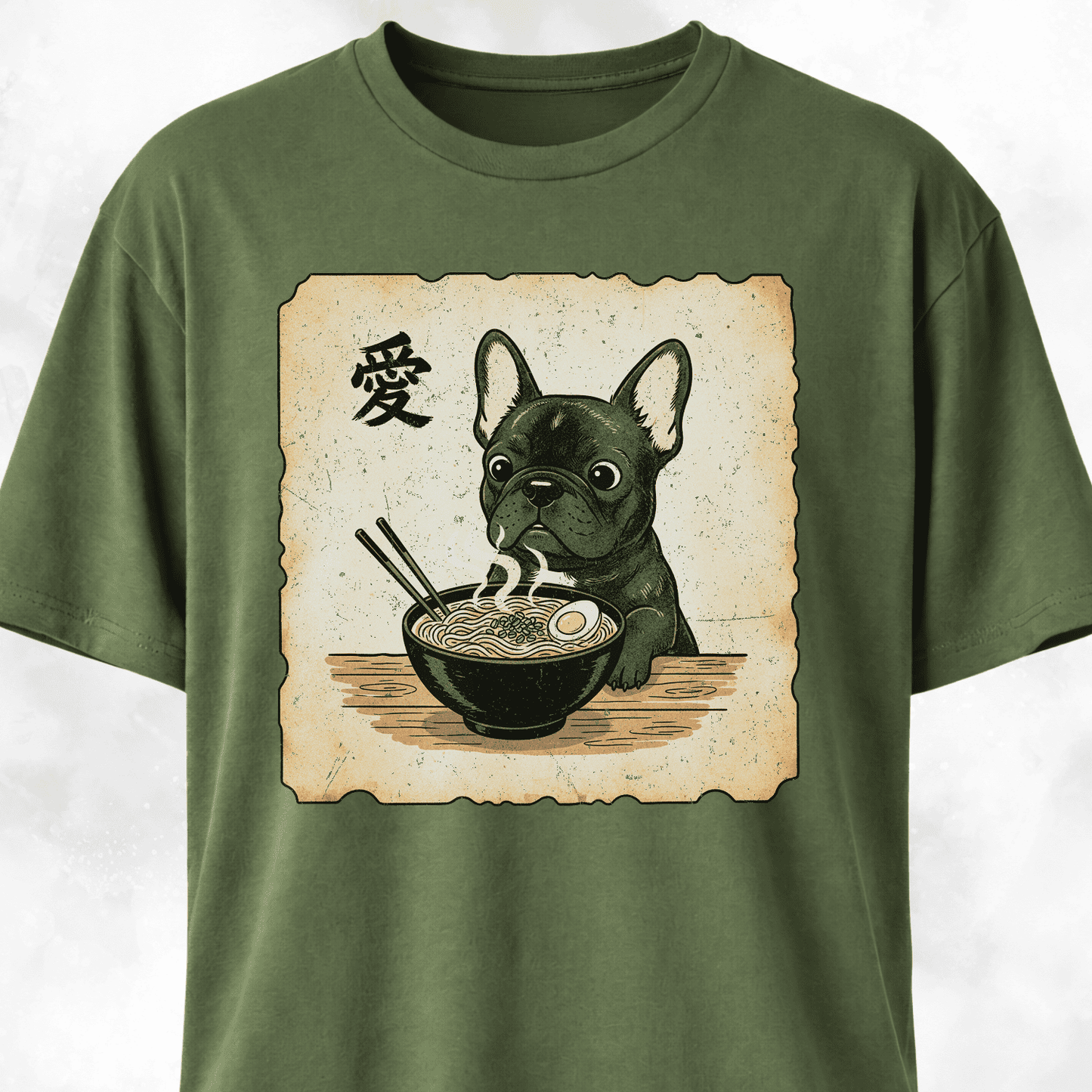 Japanese Style Frenchie Eating Ramen T-Shirt