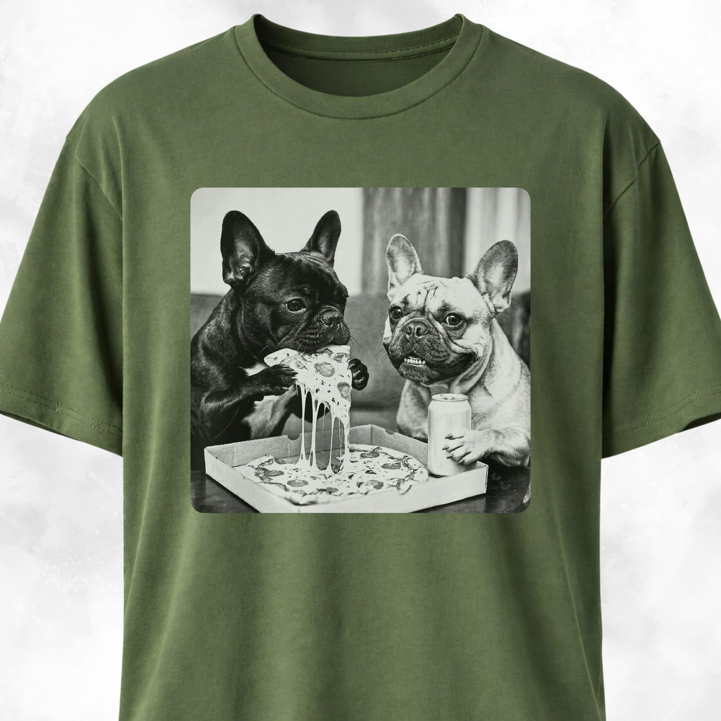Frenchie Buddies Eating Pizza T-Shirt