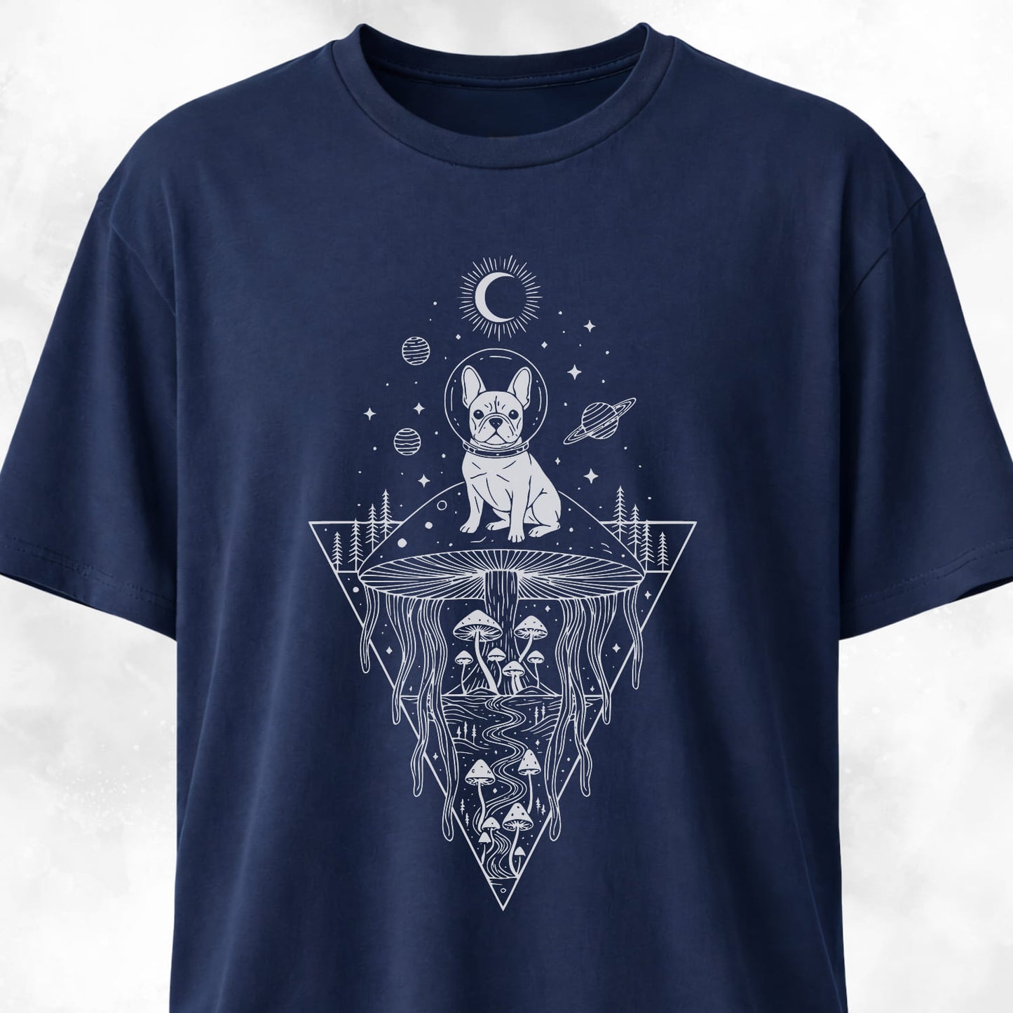Frenchie Mushrooms Space Hallucination T-Shirt