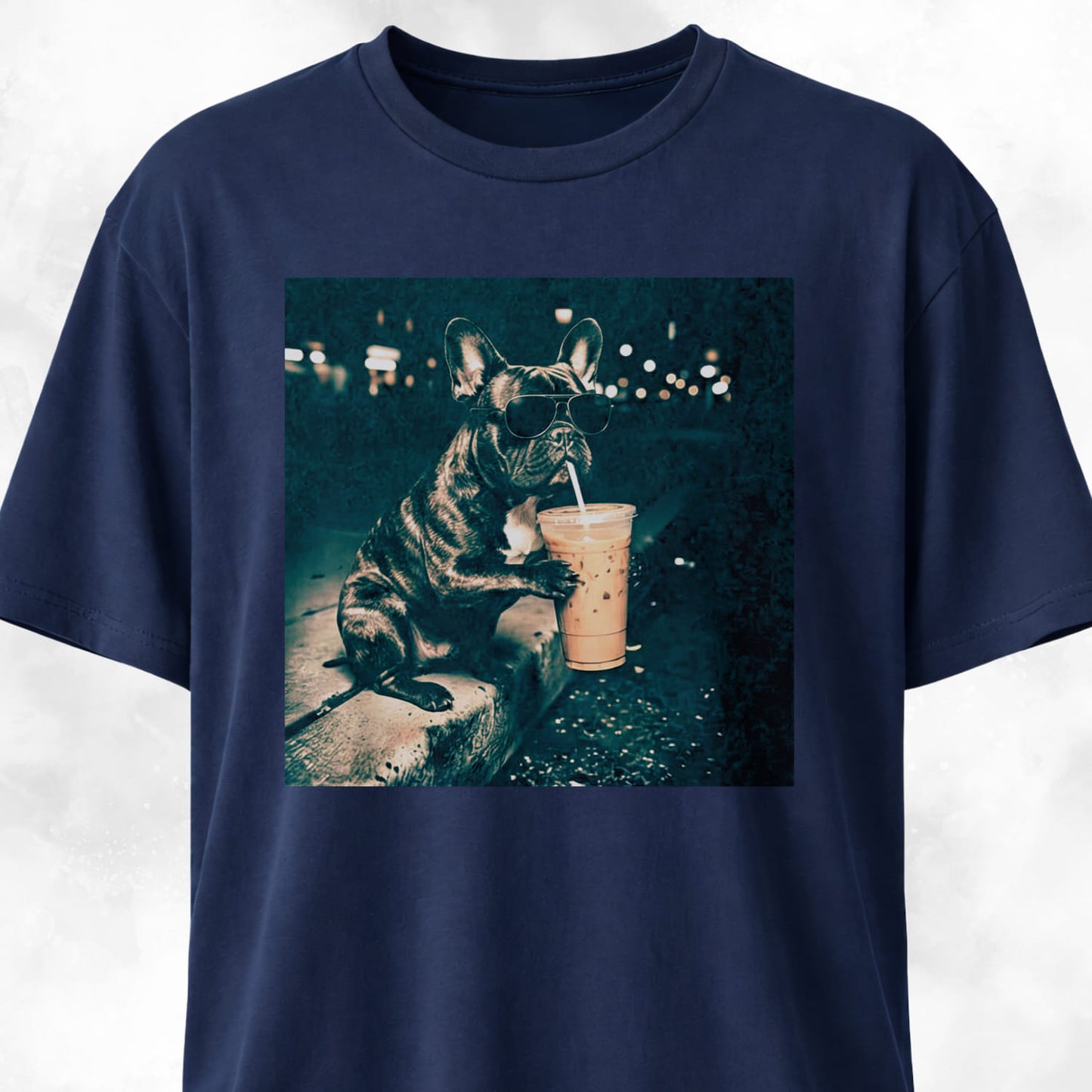 Cool Frenchie Sipping Boba T-Shirt