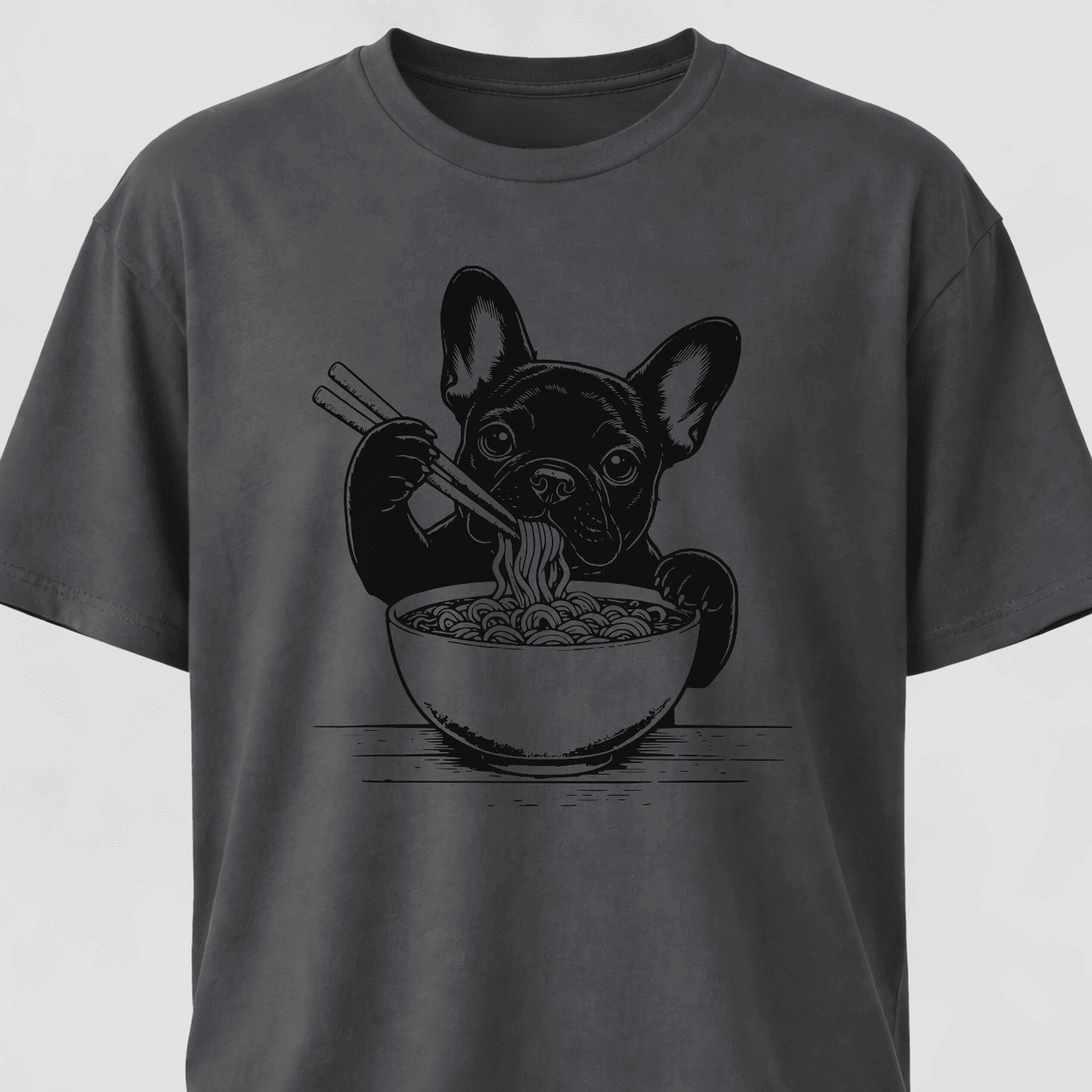 Cute Frenchie Eating Ramen Noodles T-Shirt