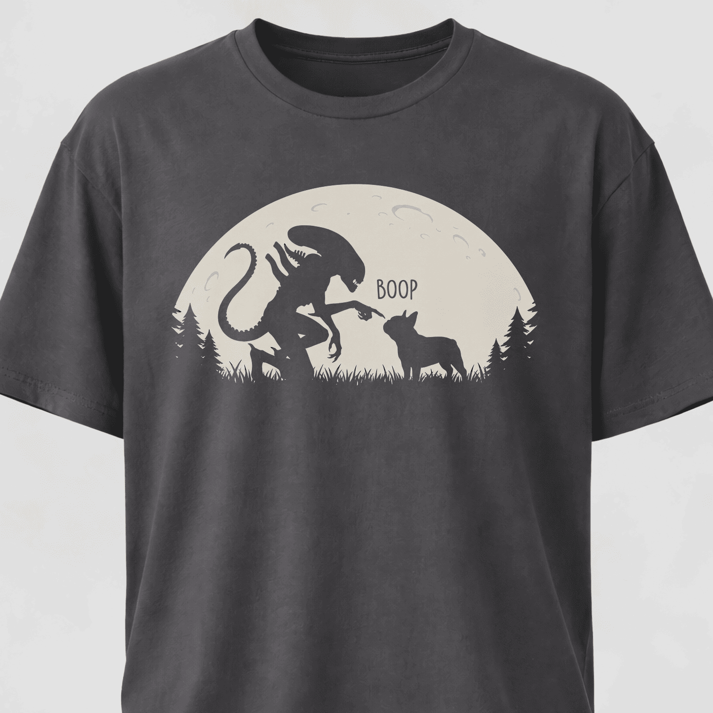 Alien Xenomorph Booping Frenchie T-Shirt