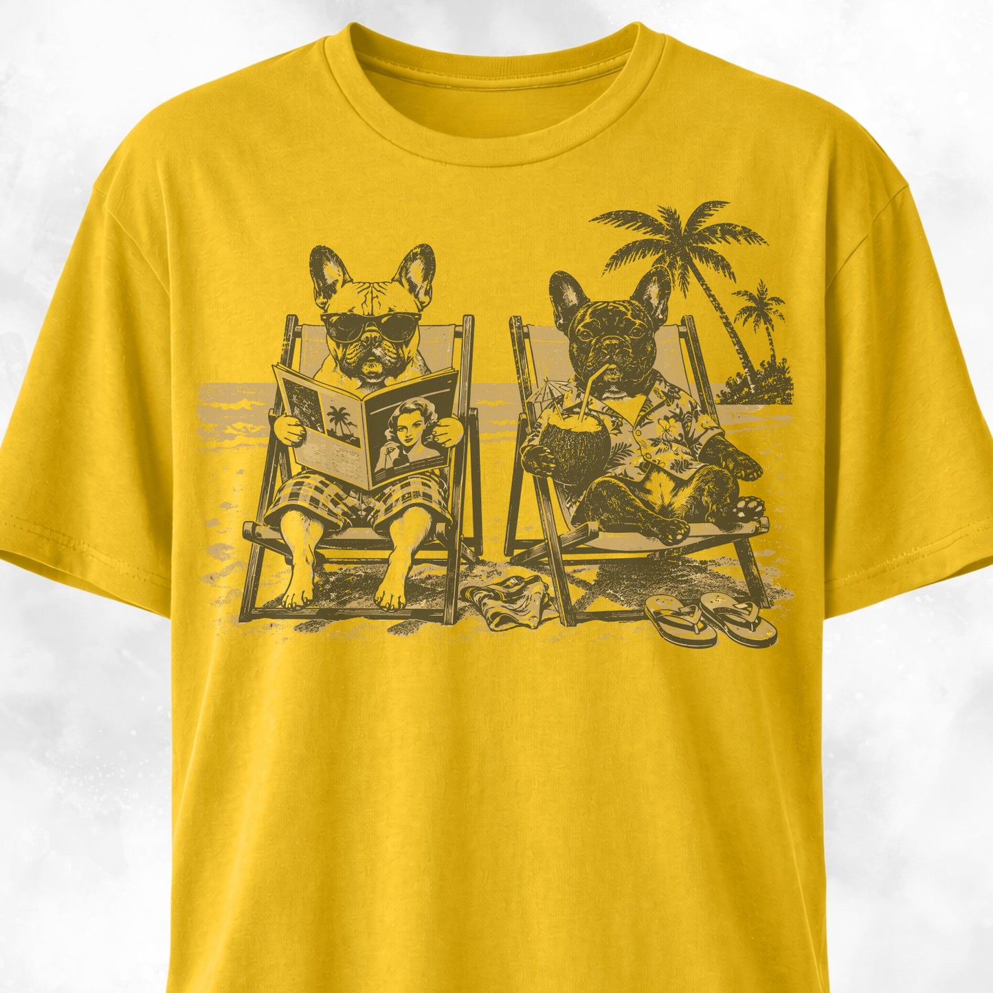 Beach Frenchie Twins T-Shirt