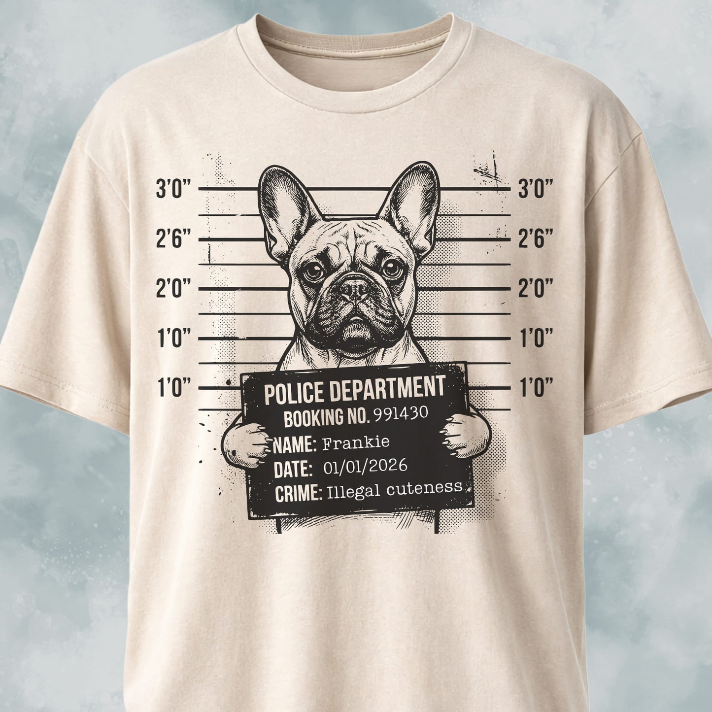 Personalized French Bulldog Mugshot T-Shirt