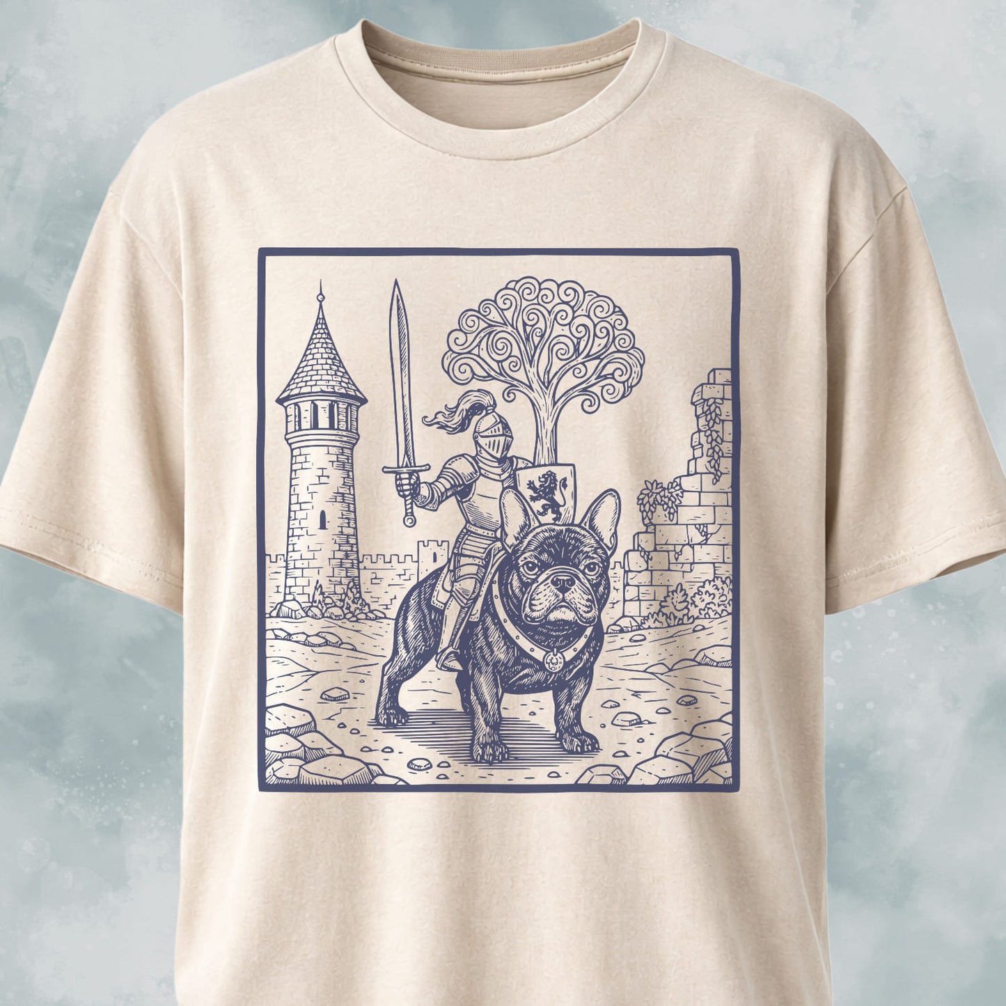 Knight Riding A Medieval French Bulldog T-Shirt