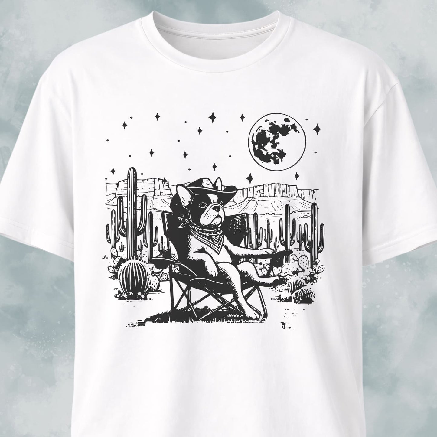 Cowboy French Bulldog In The Desert T-Shirt