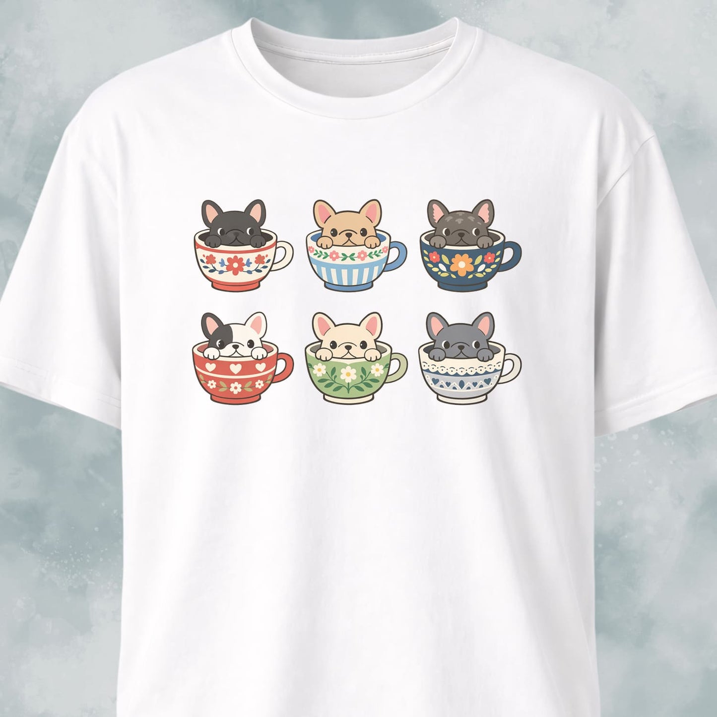 Frenchies Tea Cups Collage T-Shirt