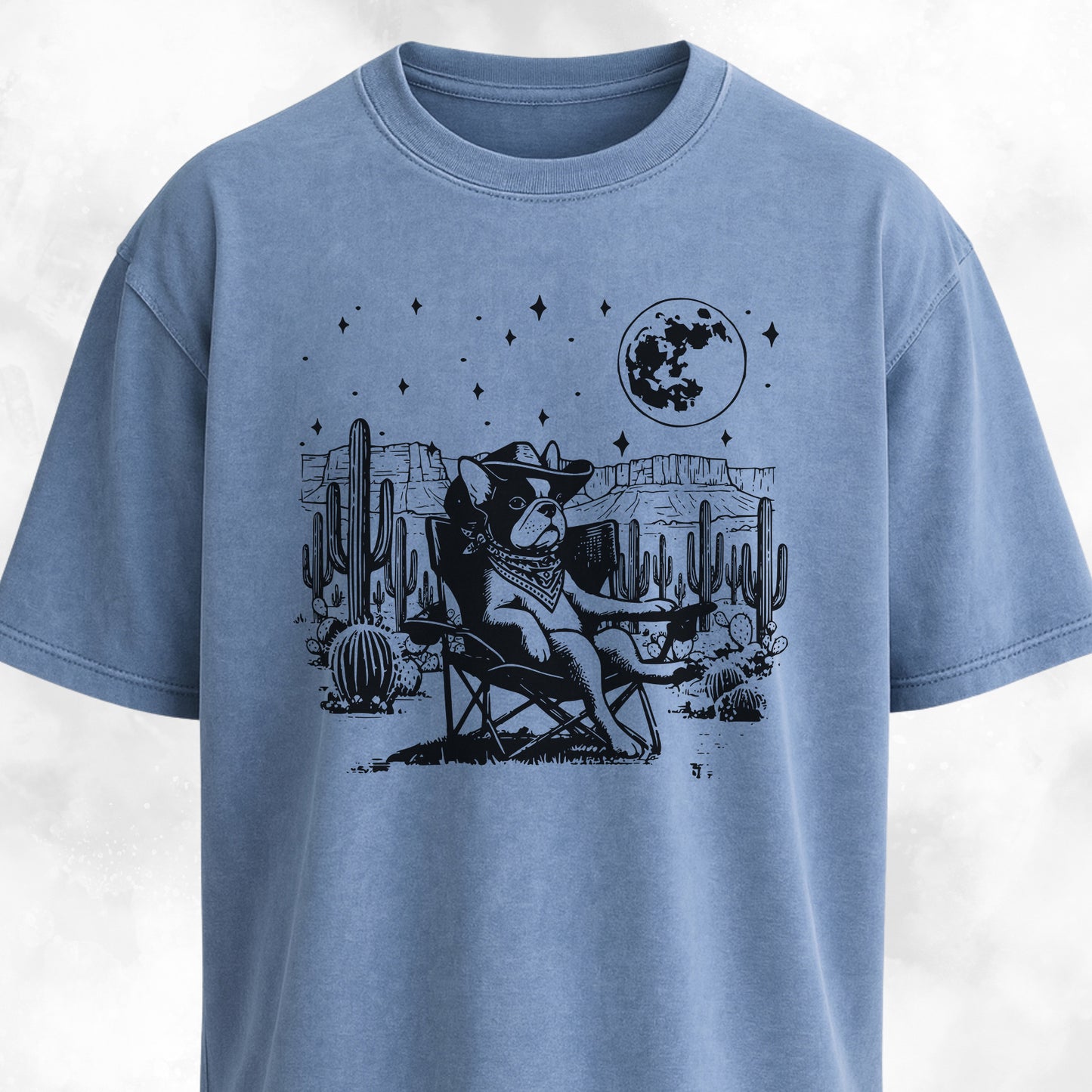 Cowboy French Bulldog In The Desert T-Shirt