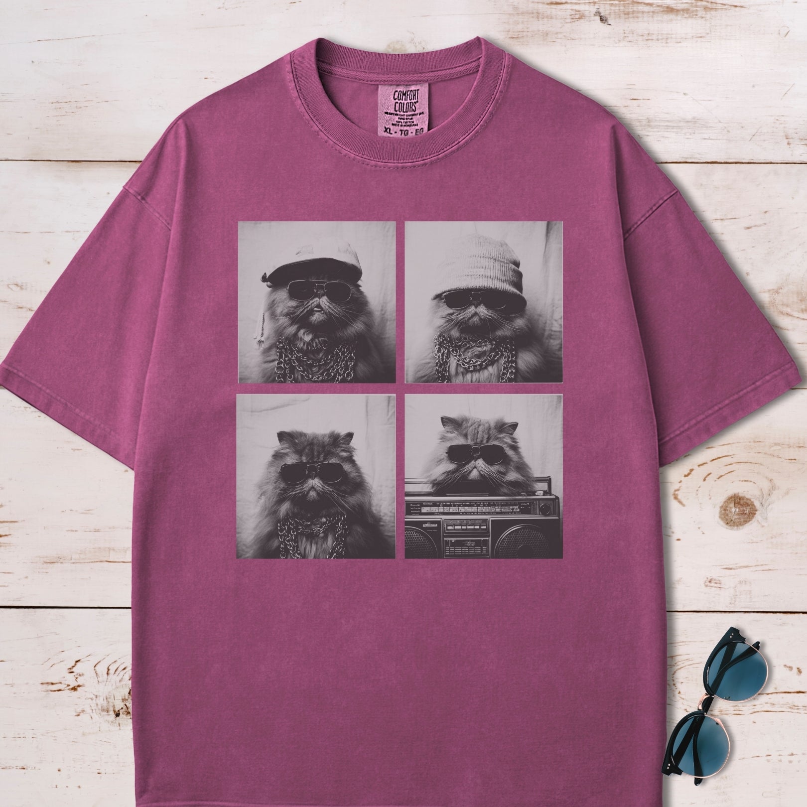 Y2K Photo Booth Cool Cats Collage T-Shirt