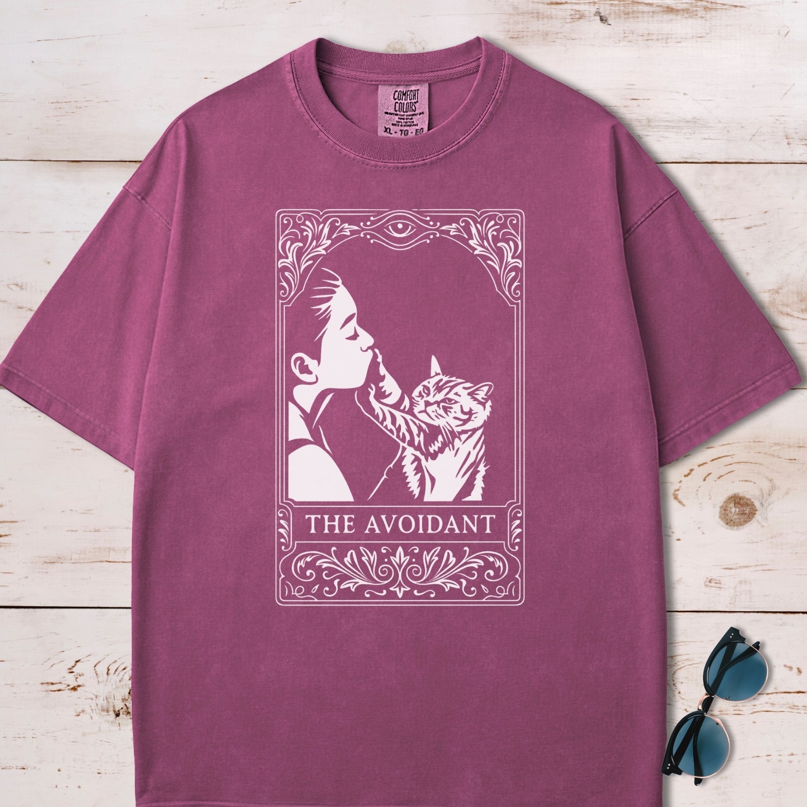 The Avoidant Cat Tarot Card T-Shirt