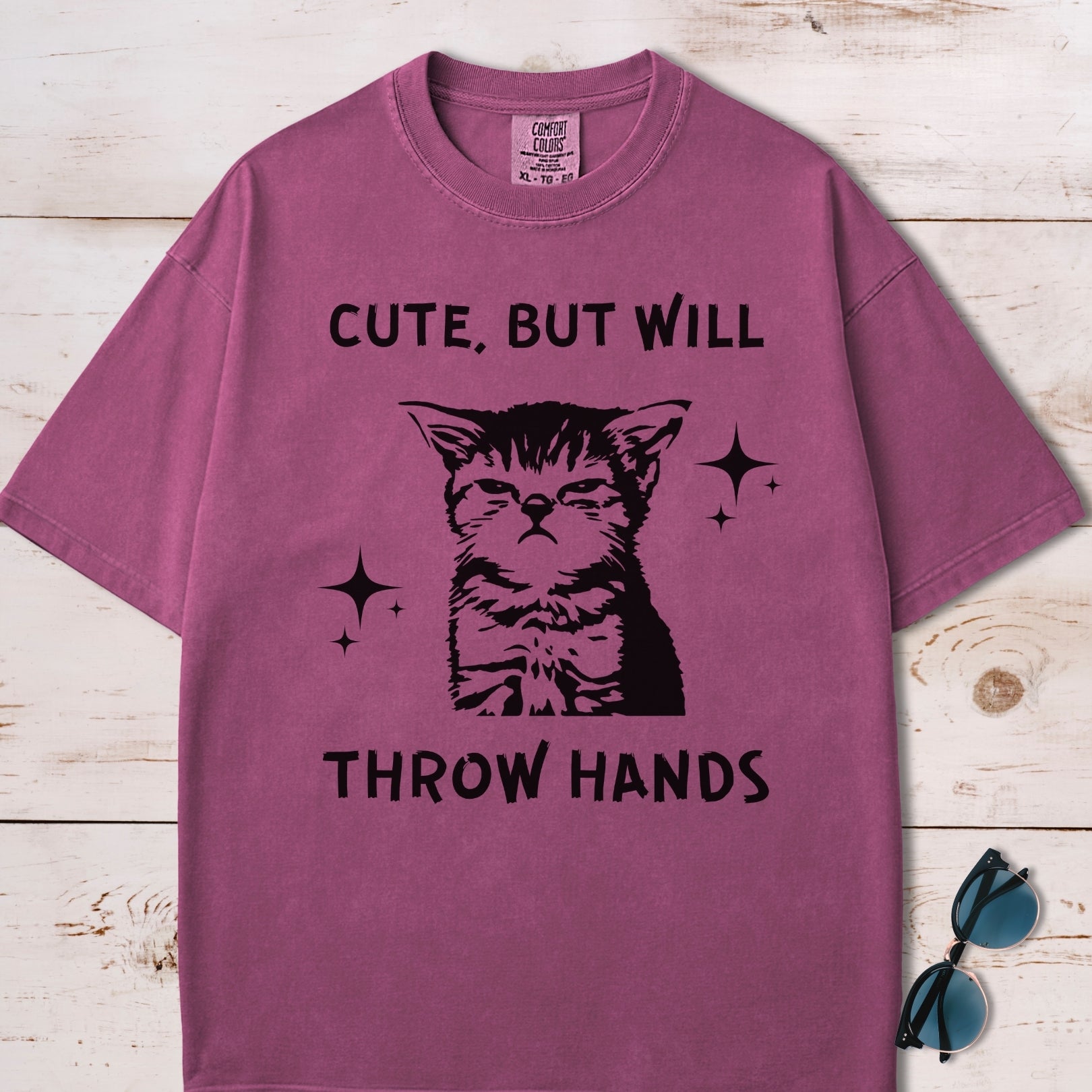 Cute But Will Throw Hands Cat T-Shirt