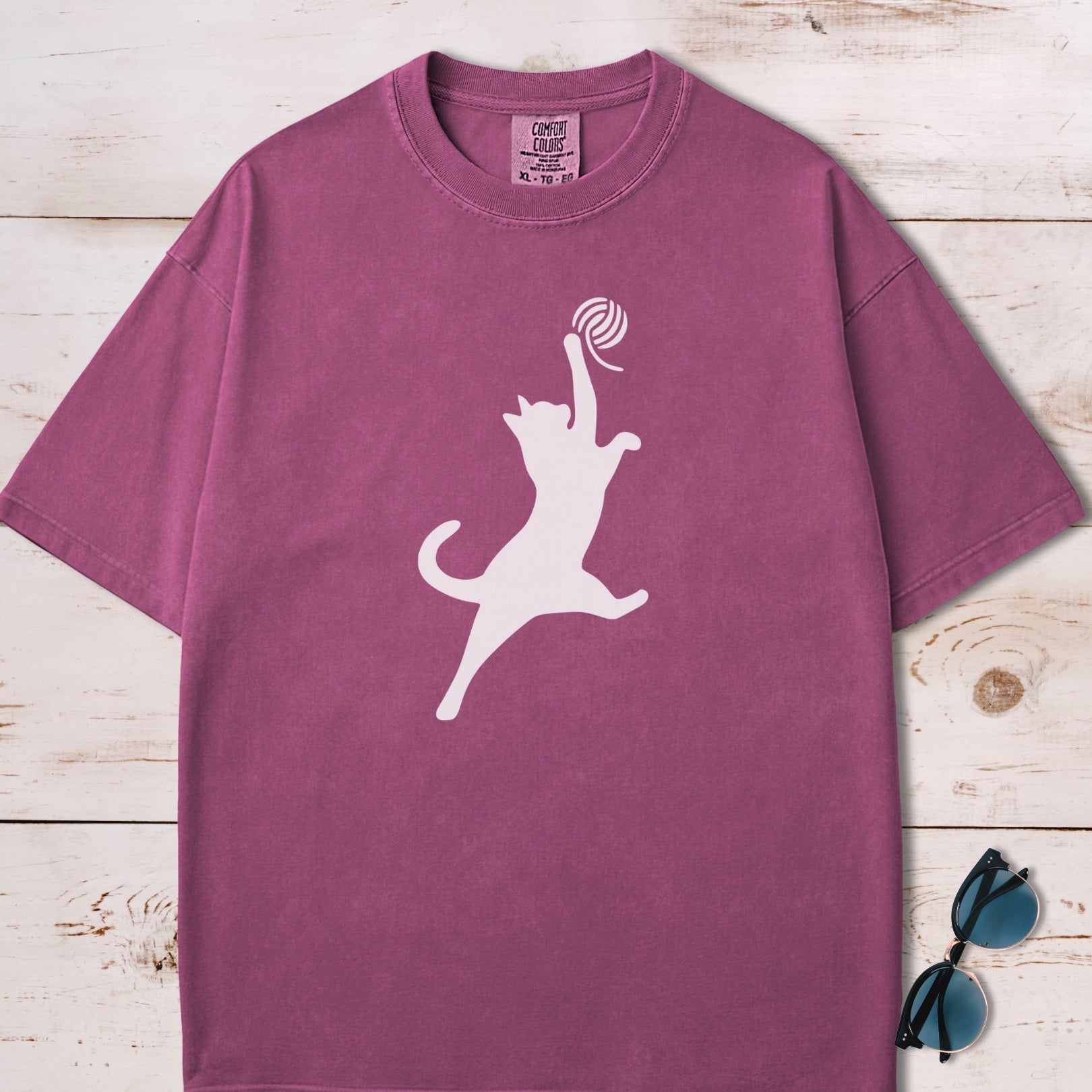 Cat Slam Dunk With Ball Of Yarn T-Shirt