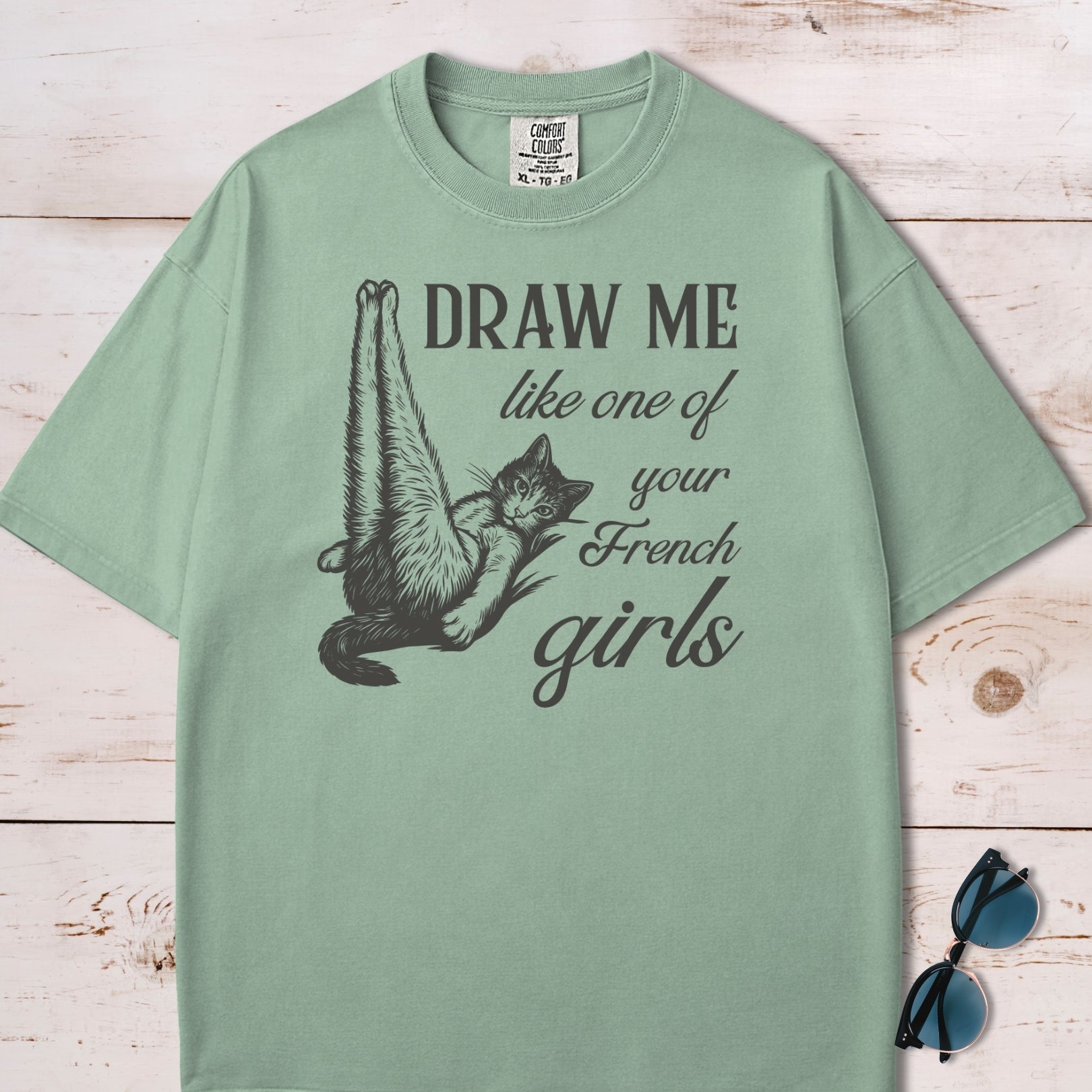 Draw Me Like One of Your French Girls Funny Cat T-Shirt