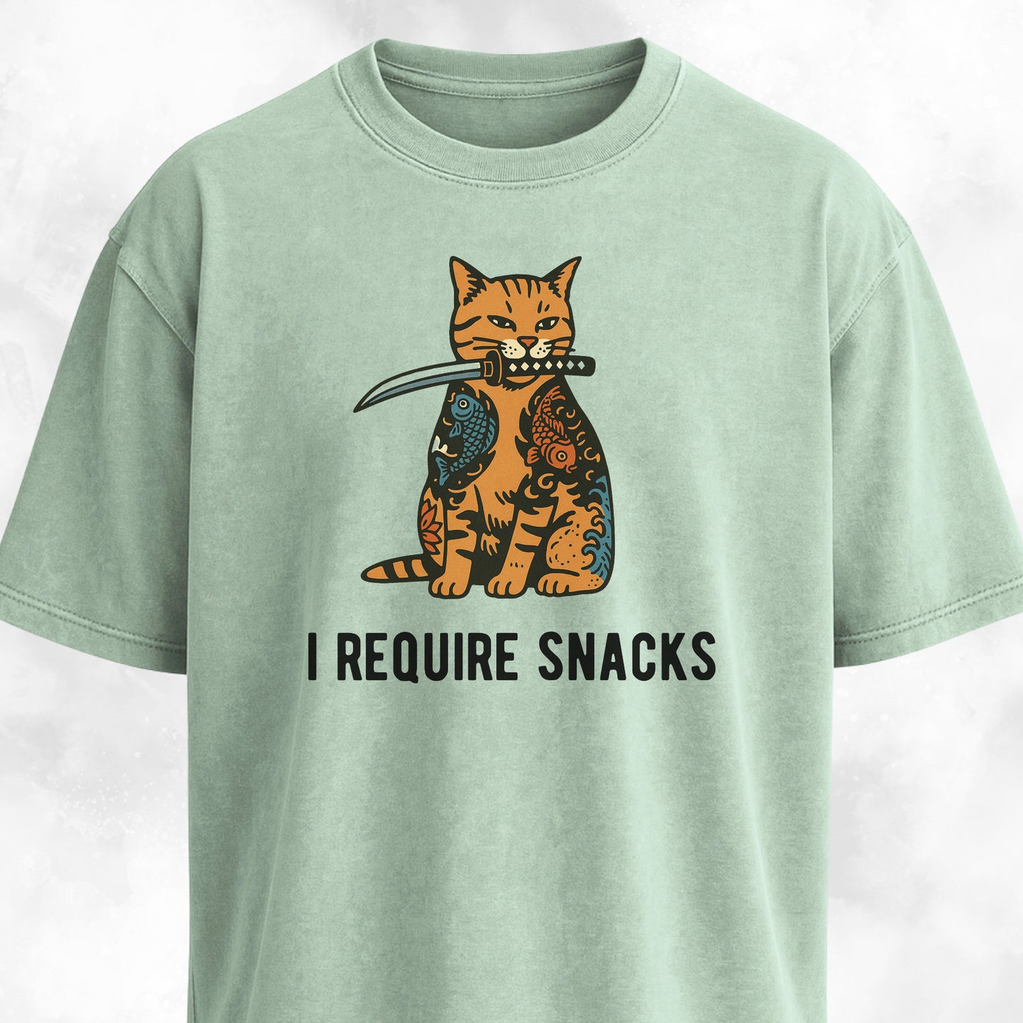 I Require Snacks Short Katana Cat T-Shirt