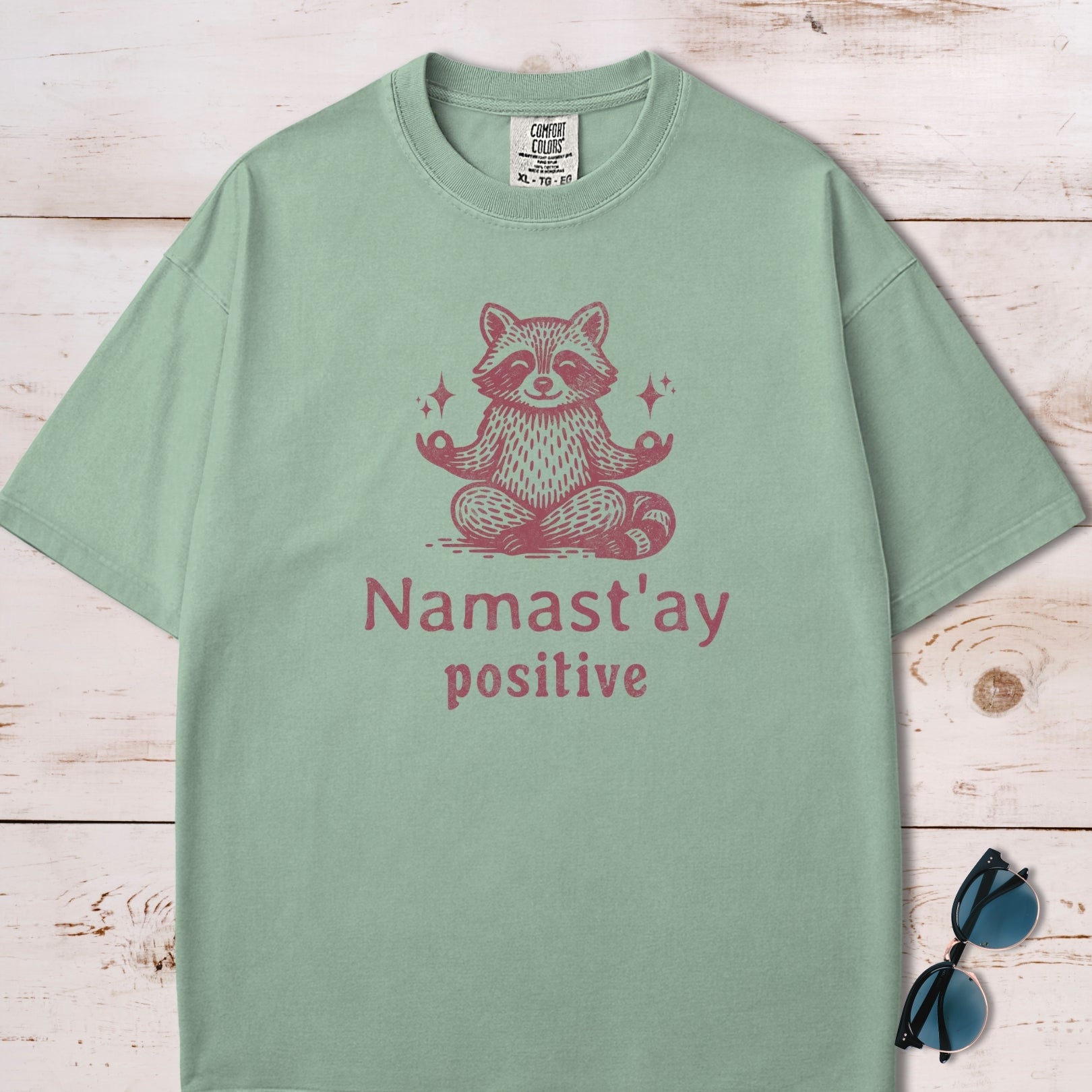 Namaste Stay Positive Raccoon Yoga Meditation T-Shirt