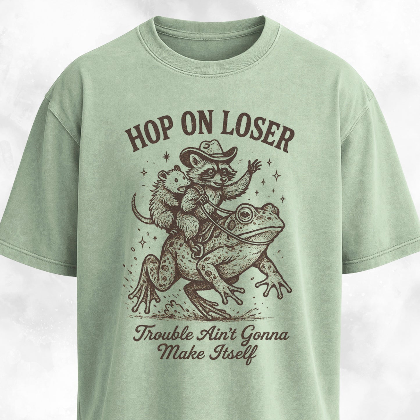 Chaotic Cowboy Raccoon Frog T-Shirt