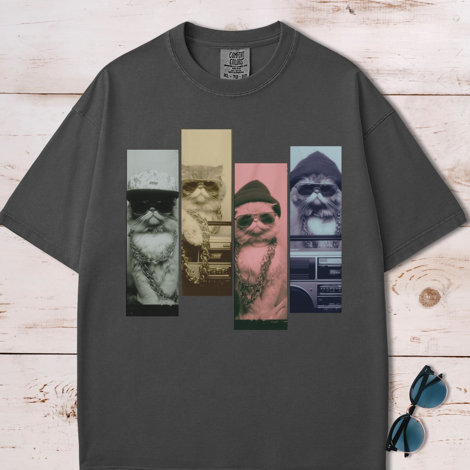 Vintage Graphic Y2K Cool Cats Collage T-Shirt