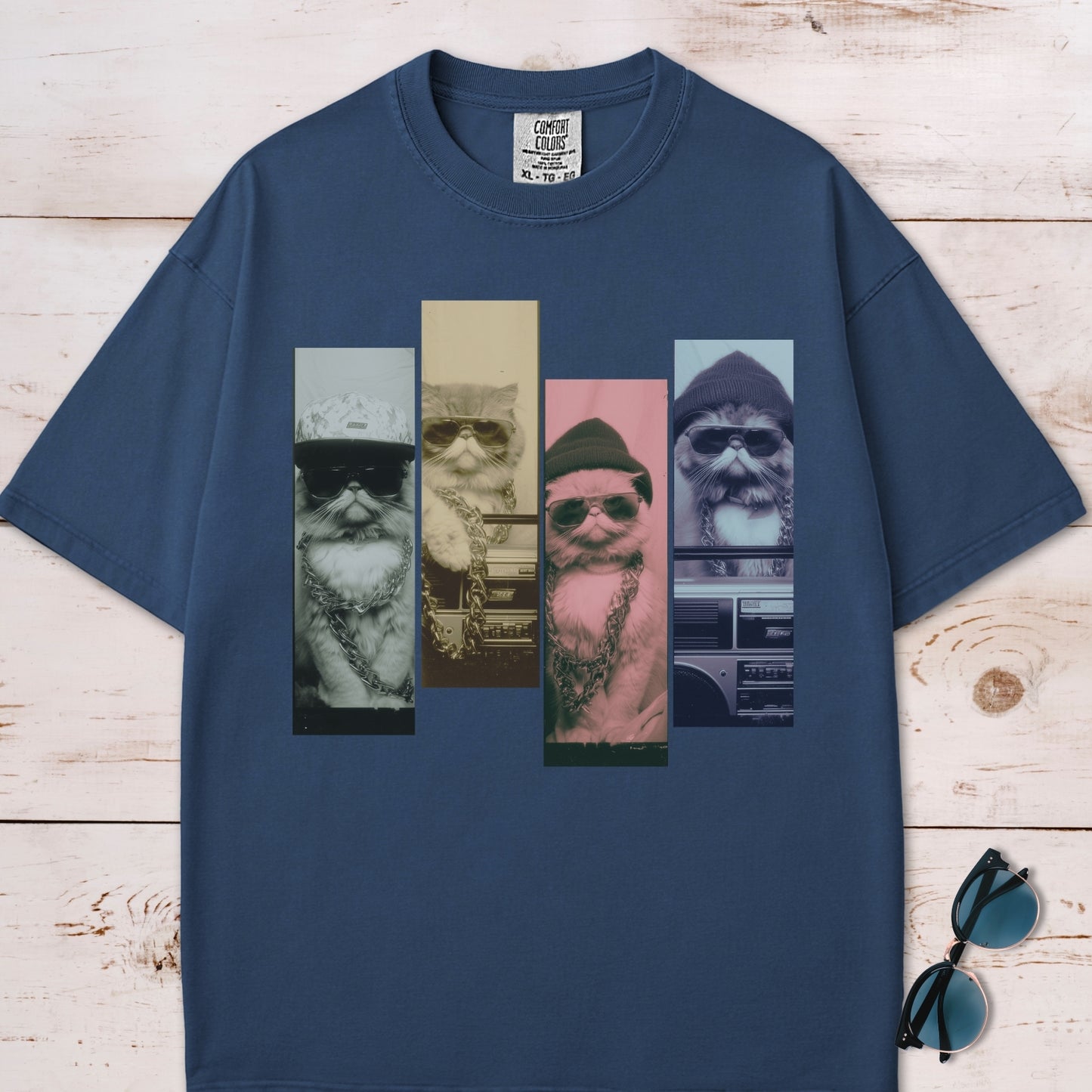 Vintage Graphic Y2K Cool Cats Collage T-Shirt