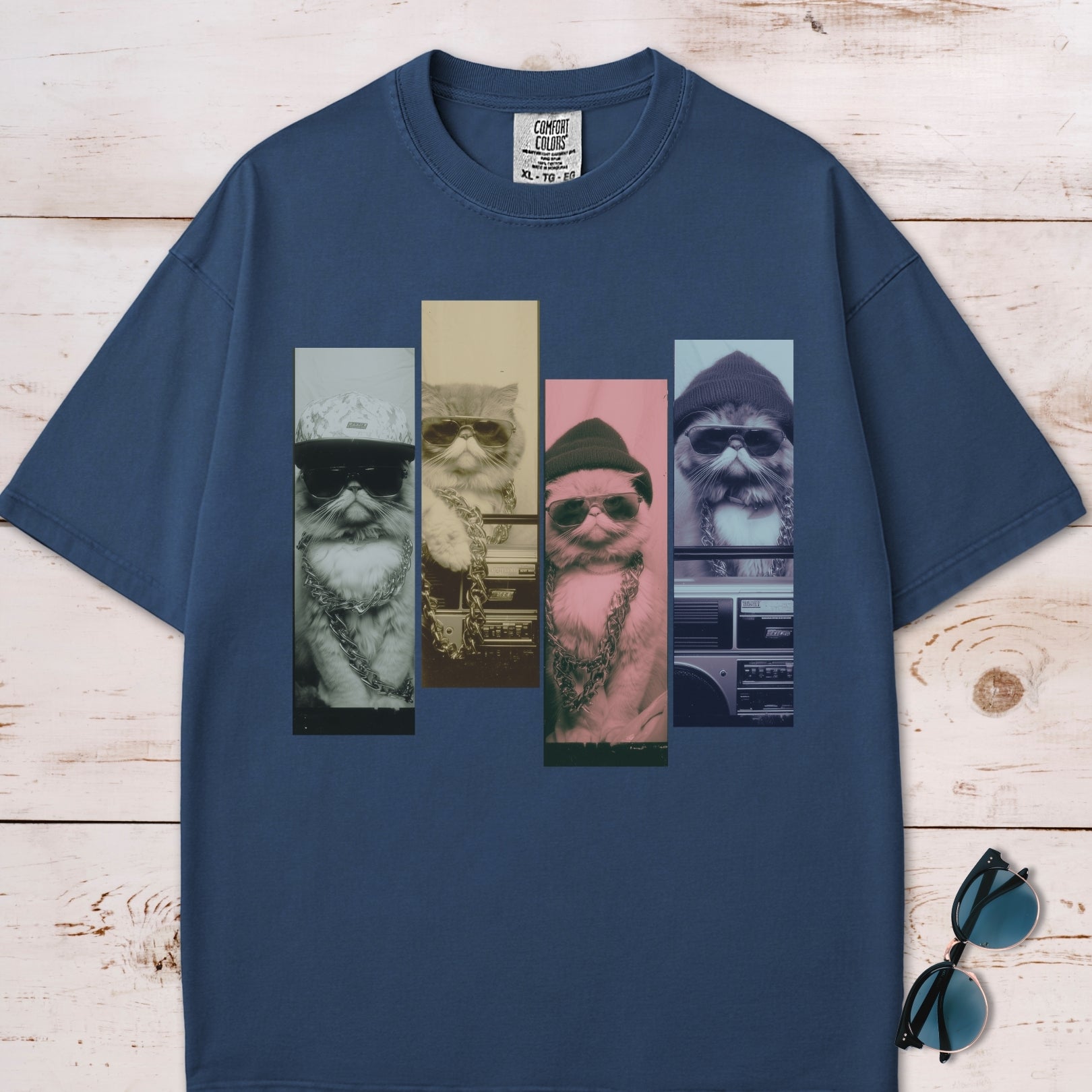 Vintage Graphic Y2K Cool Cats Collage T-Shirt