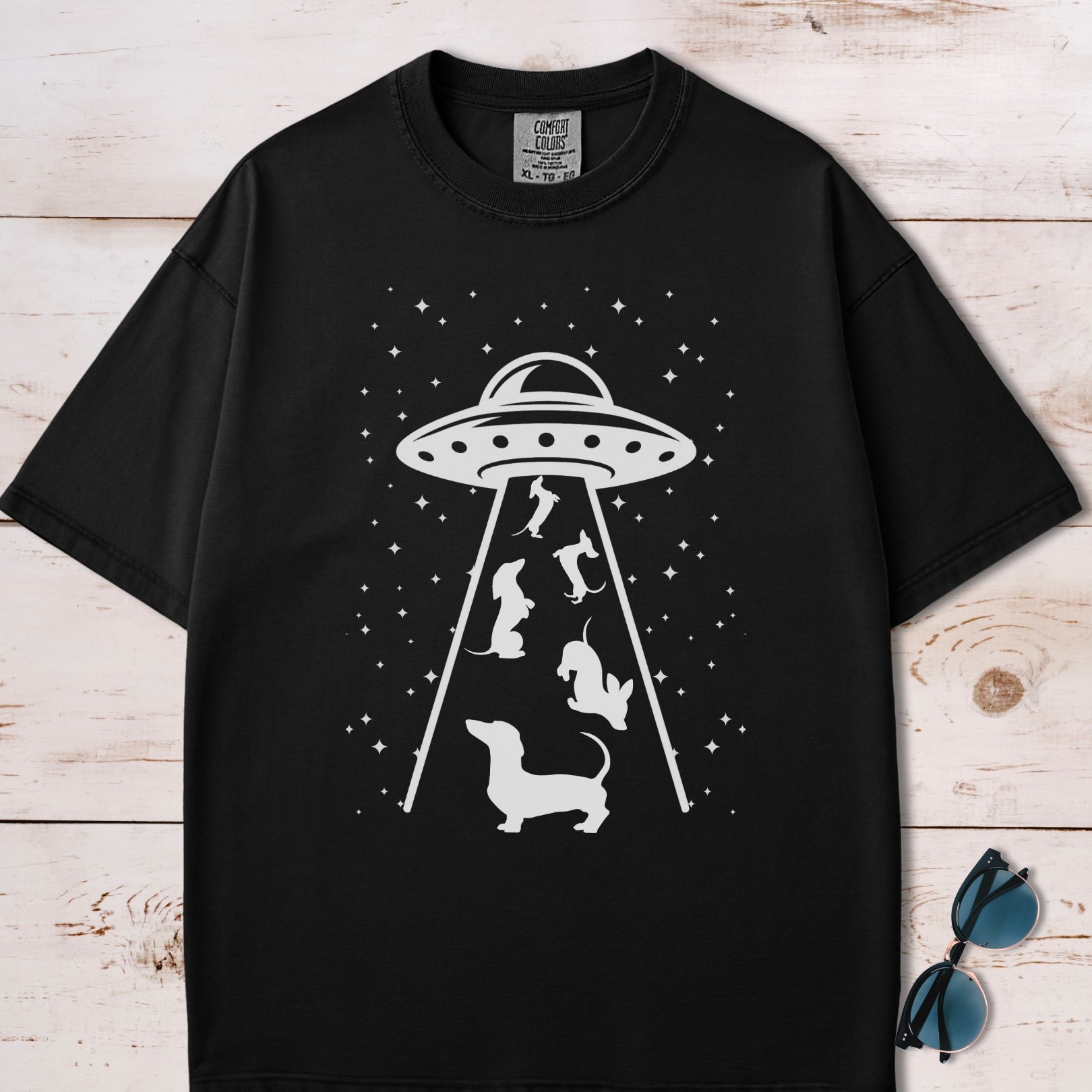 Alien UFO Abducting Dachshunds T-Shirt