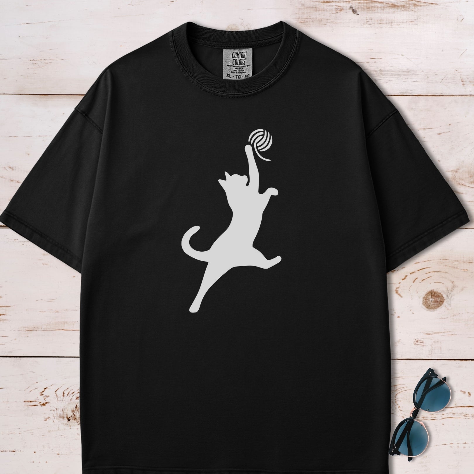 Cat Slam Dunk With Ball Of Yarn T-Shirt