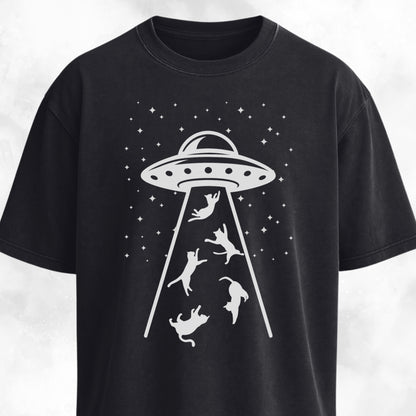 UFO Space Invasion Cat Abduction T-Shirt