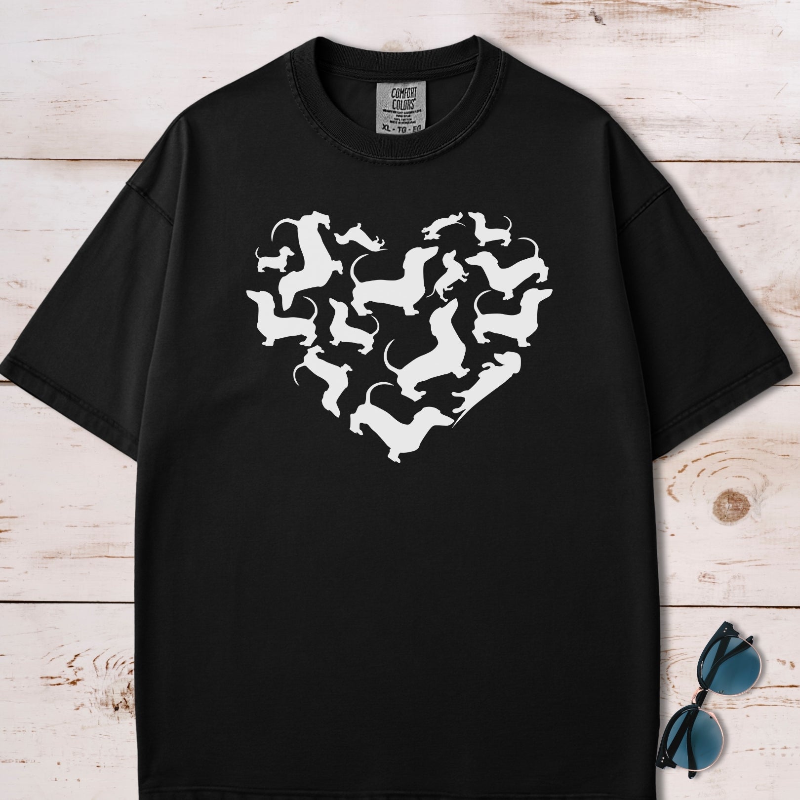 Dachshunds Heart Mosaic T-Shirt