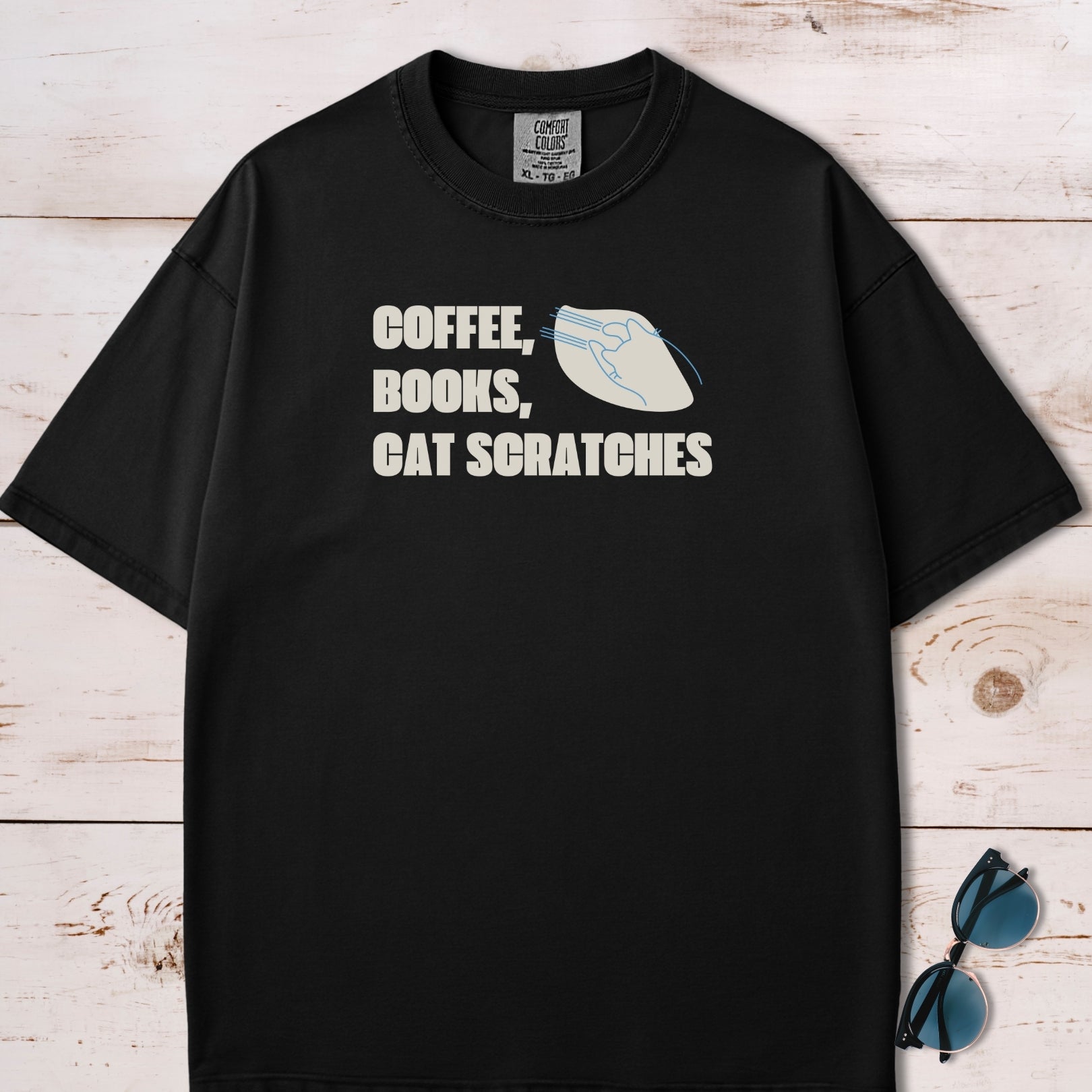 Coffee, Books and Cat Scratches T-Shirt