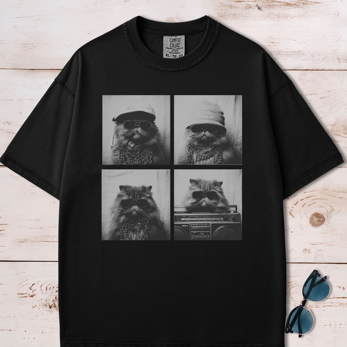 Y2K Photo Booth Cool Cats Collage T-Shirt