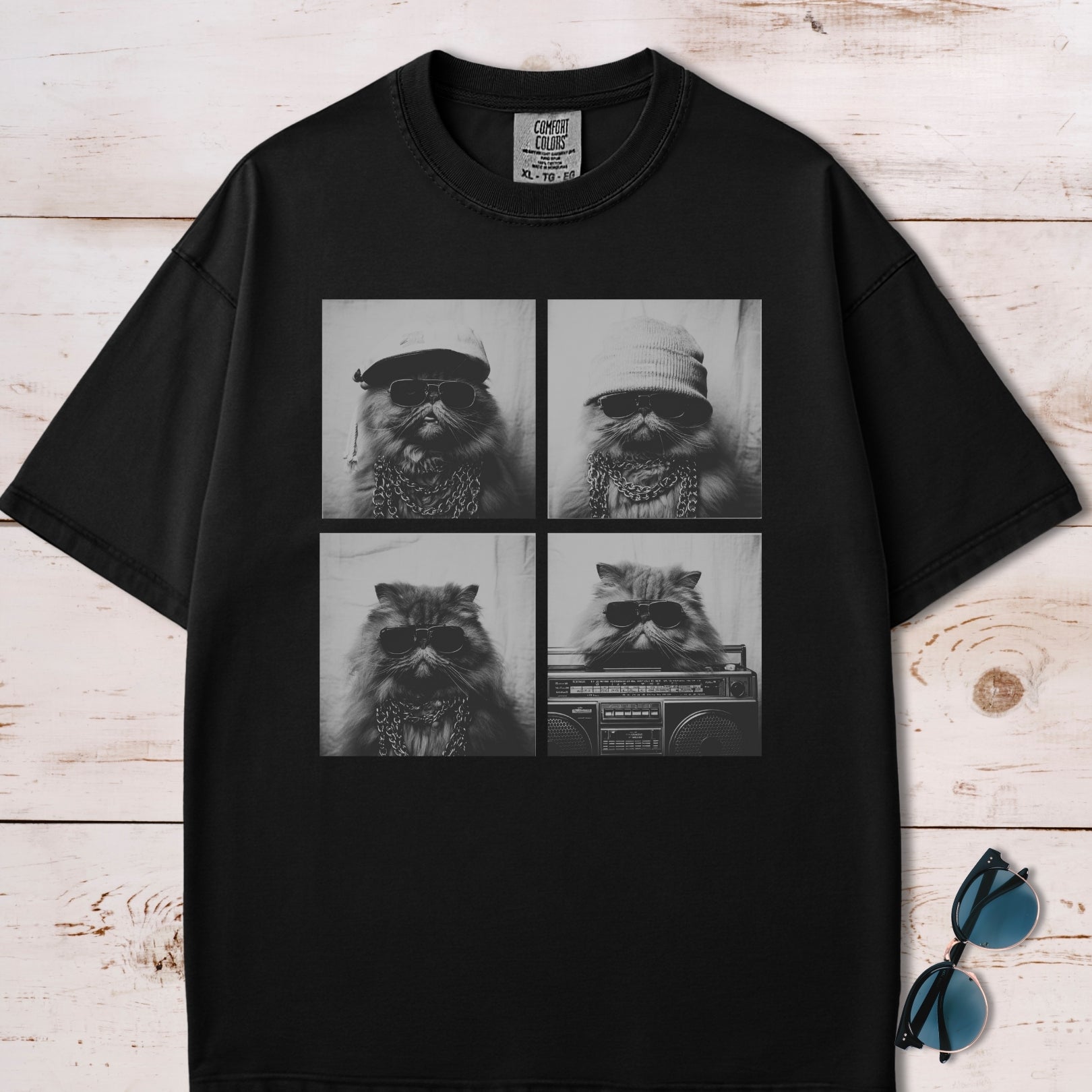Y2K Photo Booth Cool Cats Collage T-Shirt