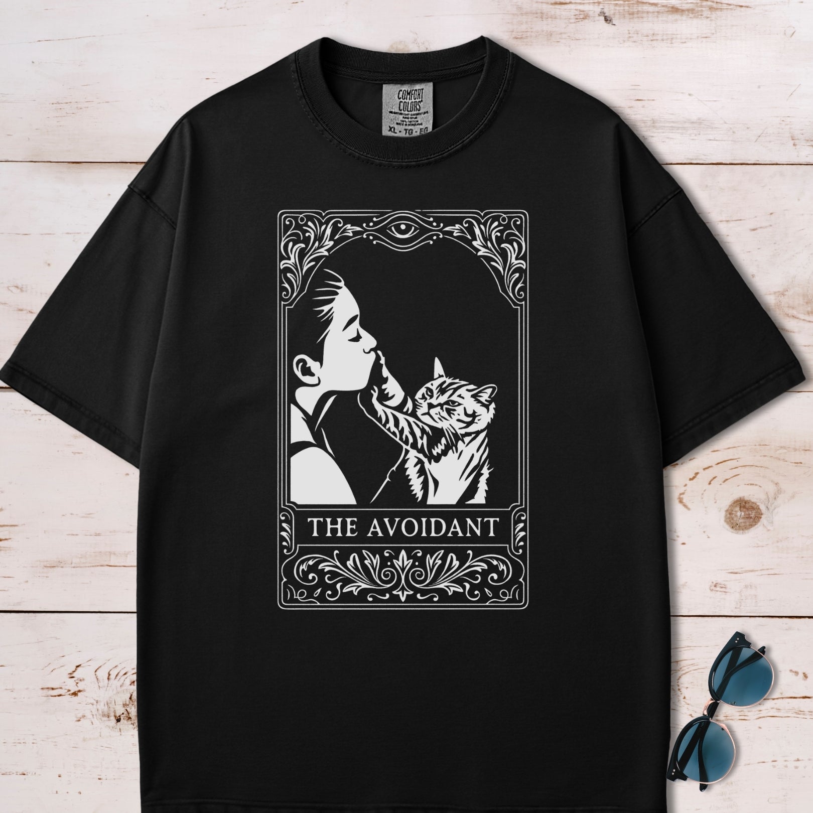 The Avoidant Cat Tarot Card T-Shirt