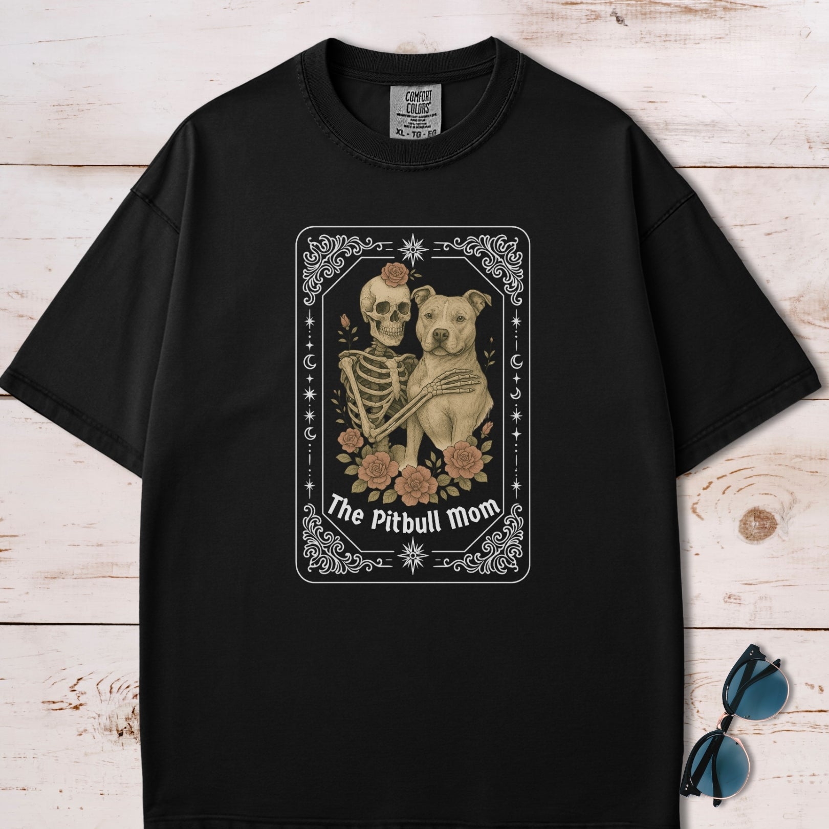 The Pitbull Mom Tarot Card Skeleton T-shirt