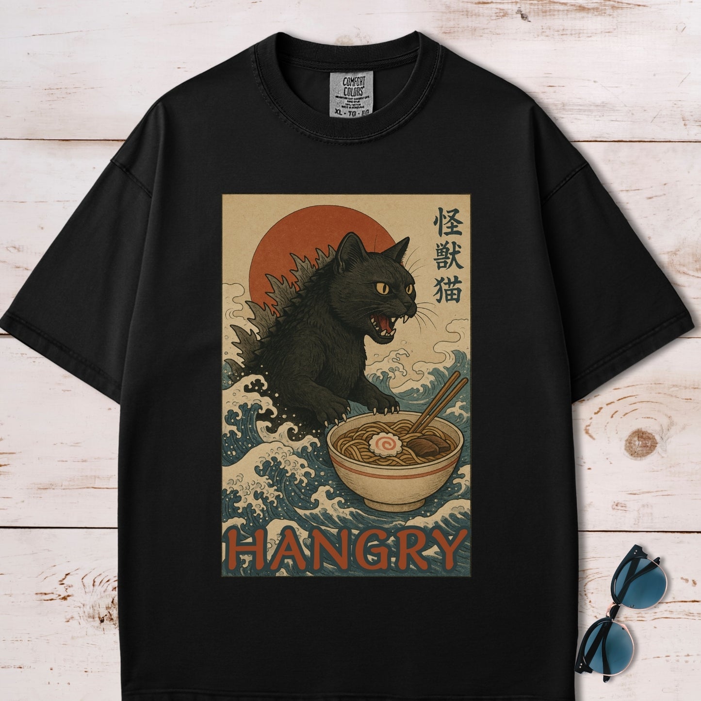 Hangry Catzilla Vintage Japanese Style T-Shirt