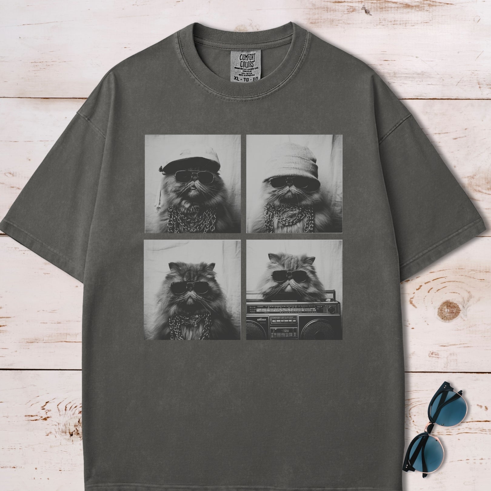 Y2K Photo Booth Cool Cats Collage T-Shirt