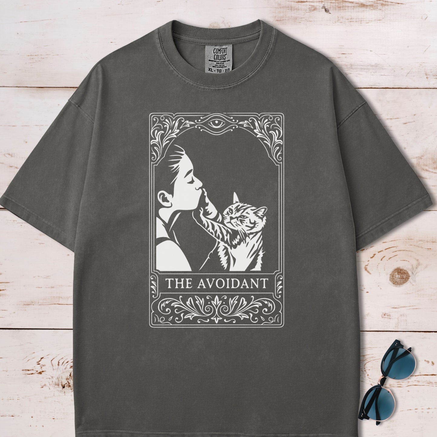 The Avoidant Cat Tarot Card T-Shirt