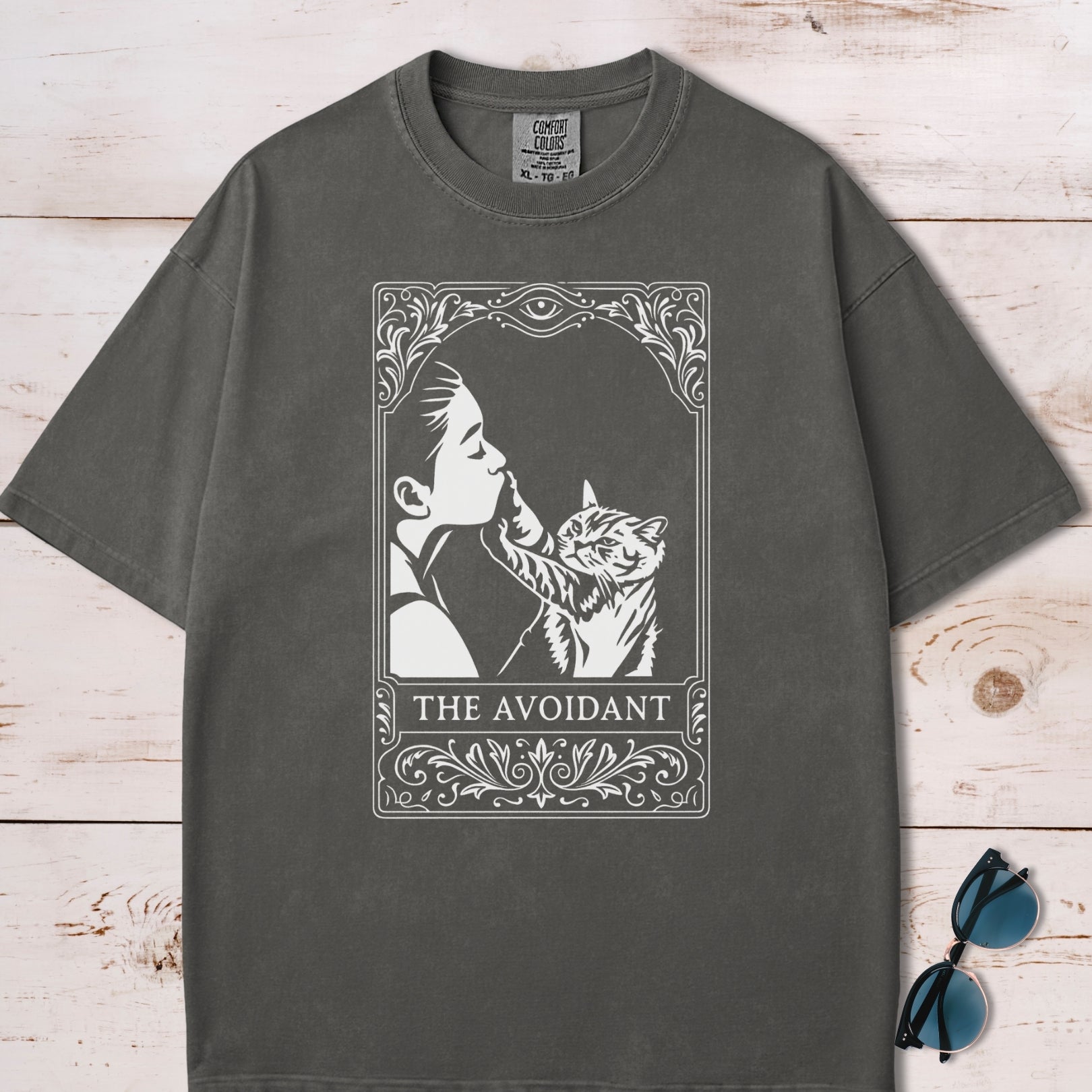 The Avoidant Cat Tarot Card T-Shirt