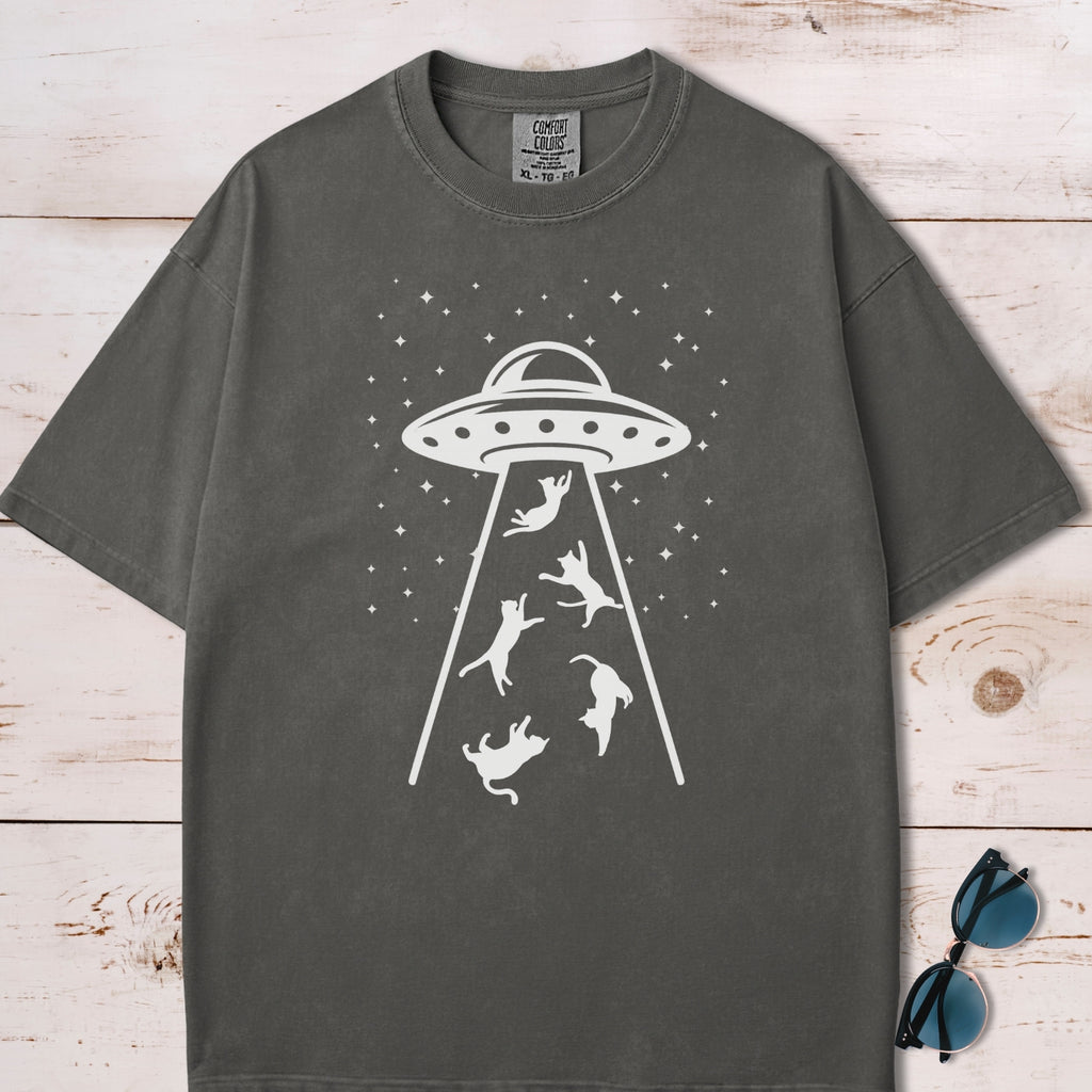 UFO Space Invasion Cat Abduction T-Shirt