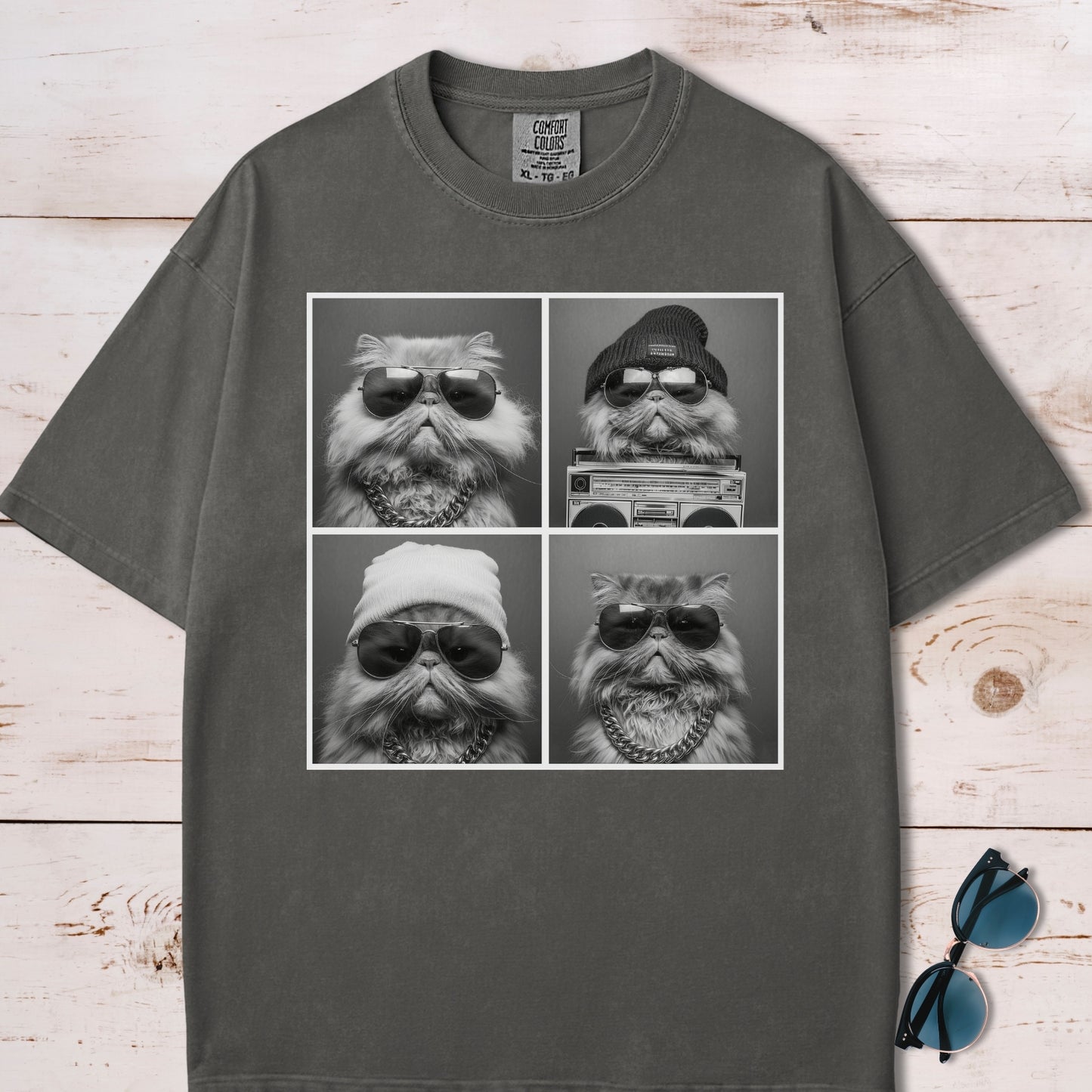 Y2K Graphic Cat Gang Collage T-Shirt