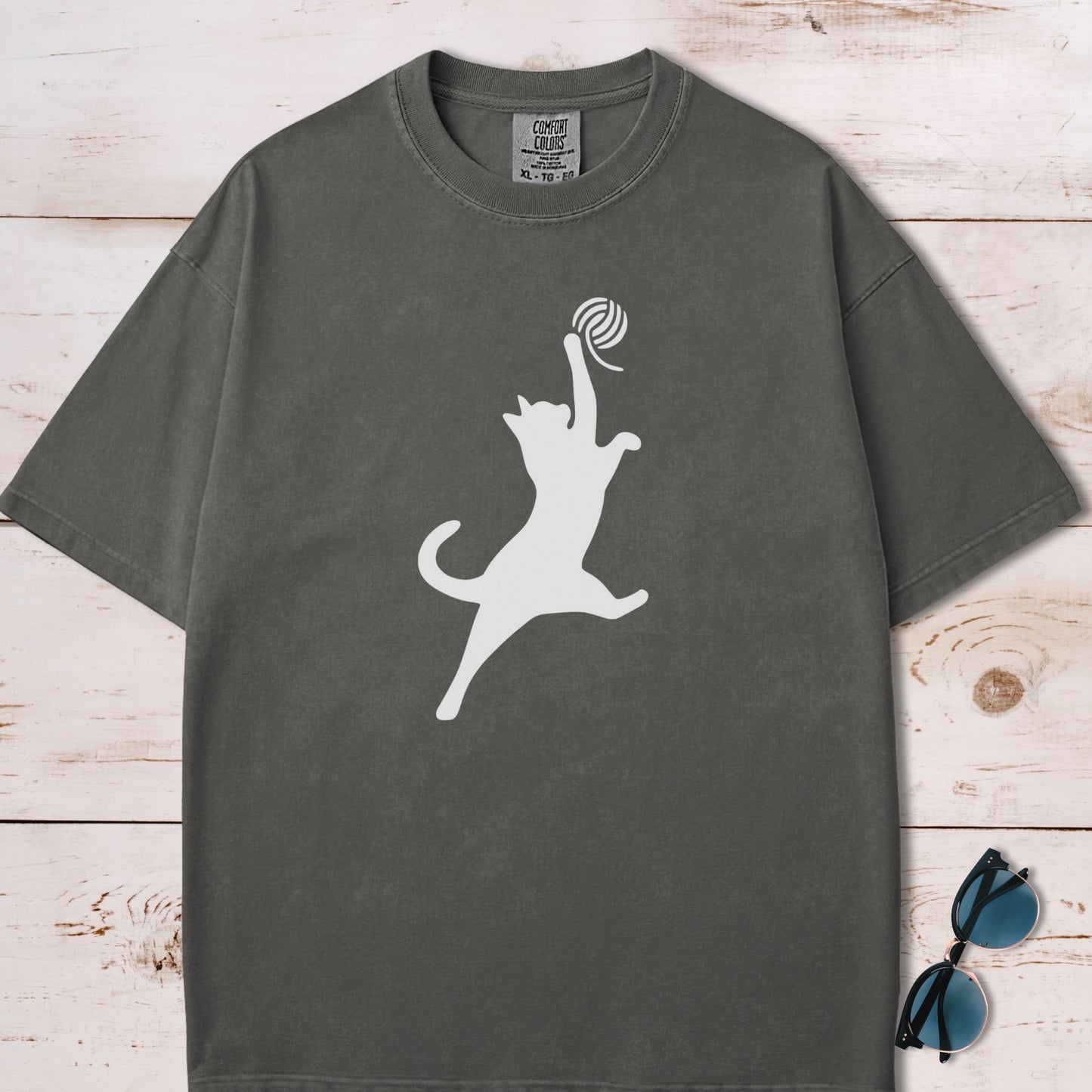 Cat Slam Dunk With Ball Of Yarn T-Shirt