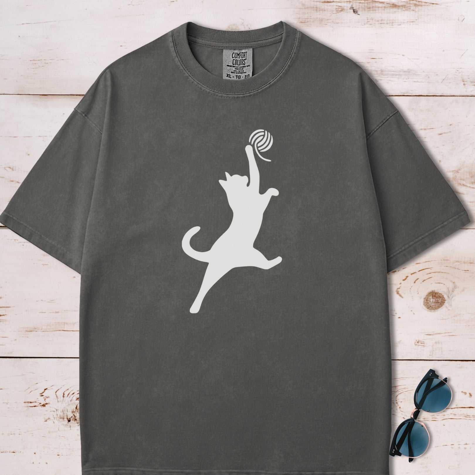Cat Slam Dunk With Ball Of Yarn T-Shirt