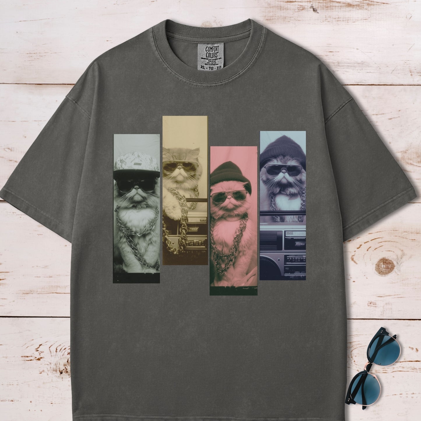 Vintage Graphic Y2K Cool Cats Collage T-Shirt